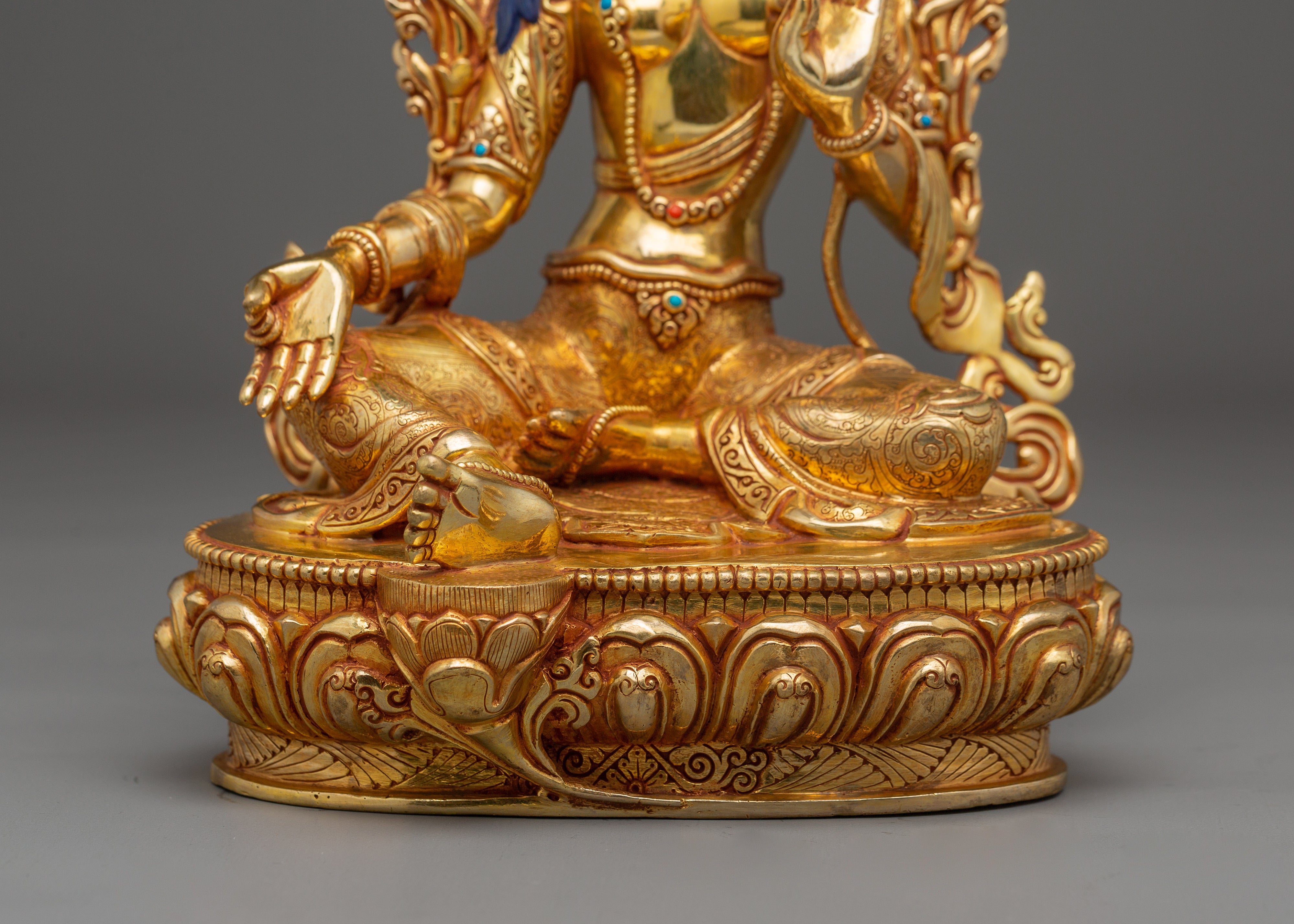 Goddess Green Tara Icon Art | Gold Gilded Himalayan Icon