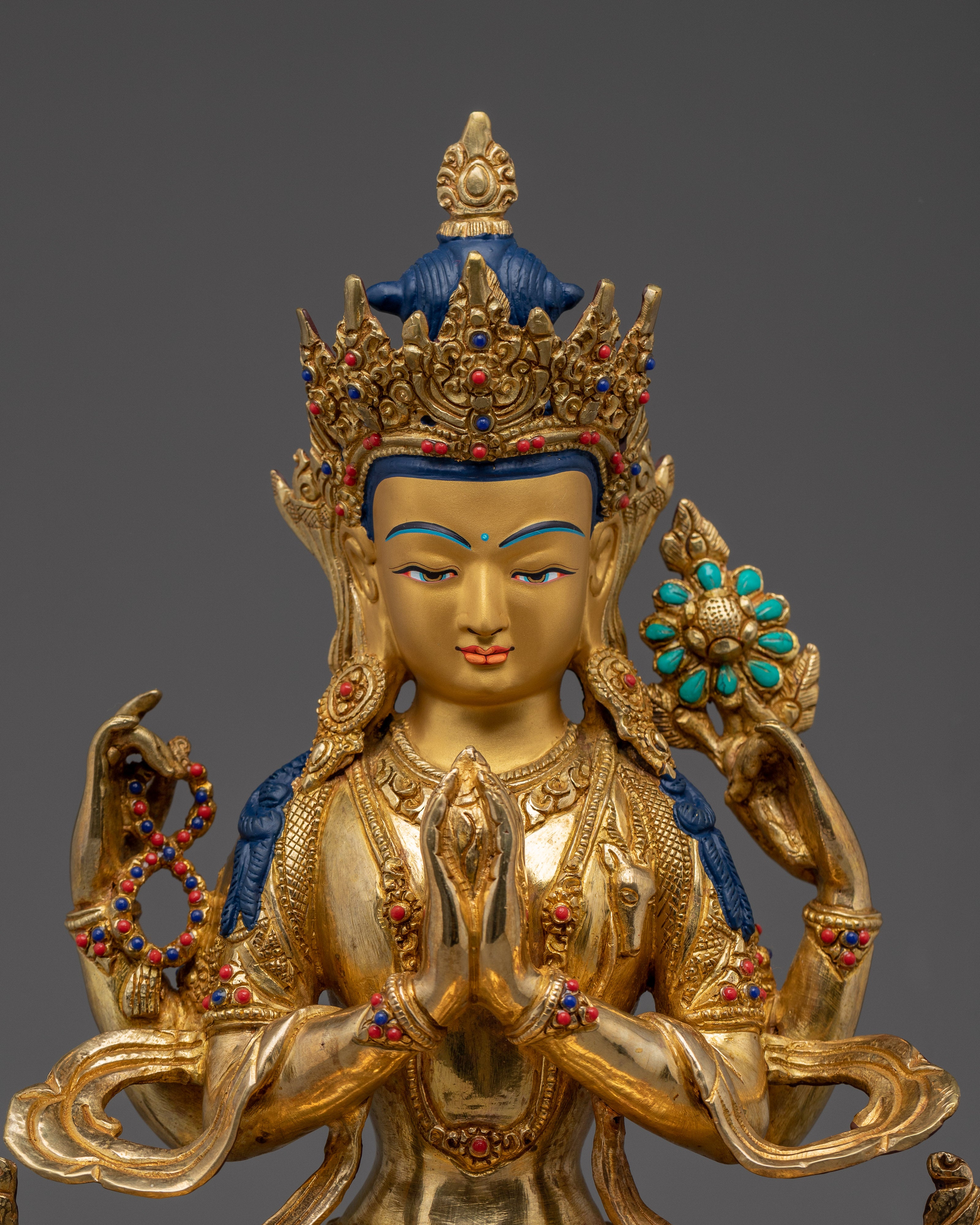 Handmade Chenrezig Copper Artwork | Meditation and Spiritual Decor