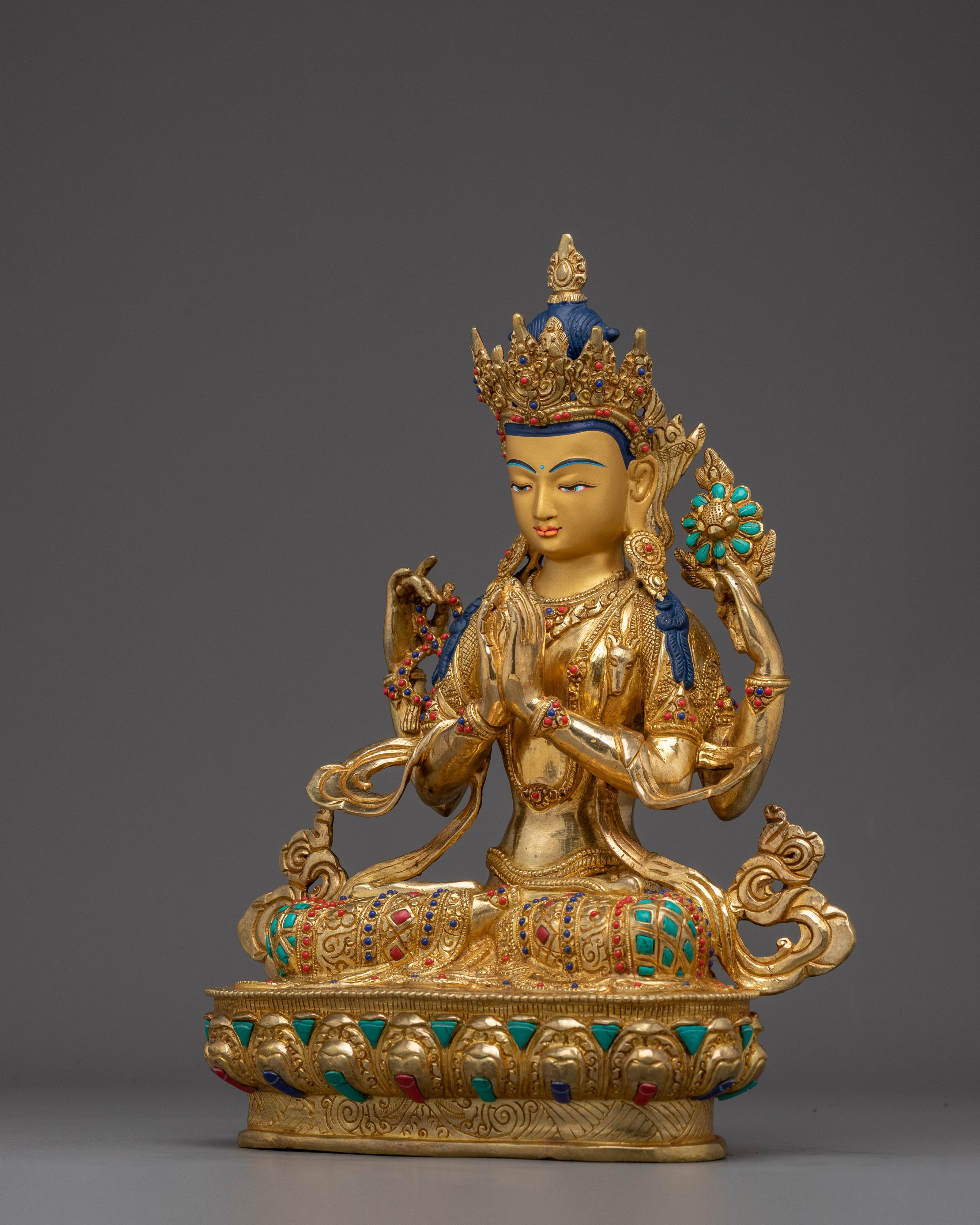 Handmade Chenrezig Copper Artwork | Meditation and Spiritual Decor