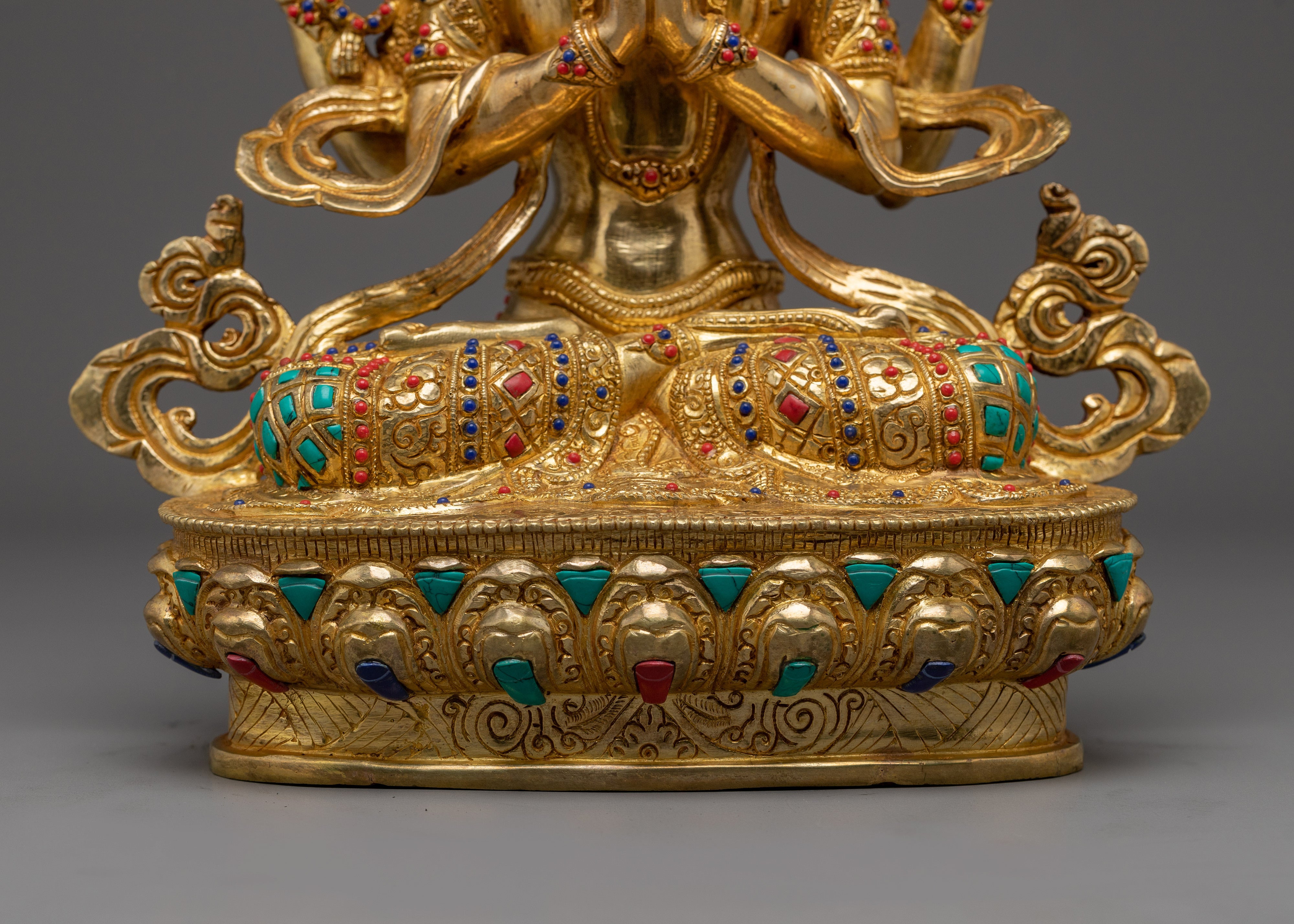 Handmade Chenrezig Copper Artwork | Meditation and Spiritual Decor