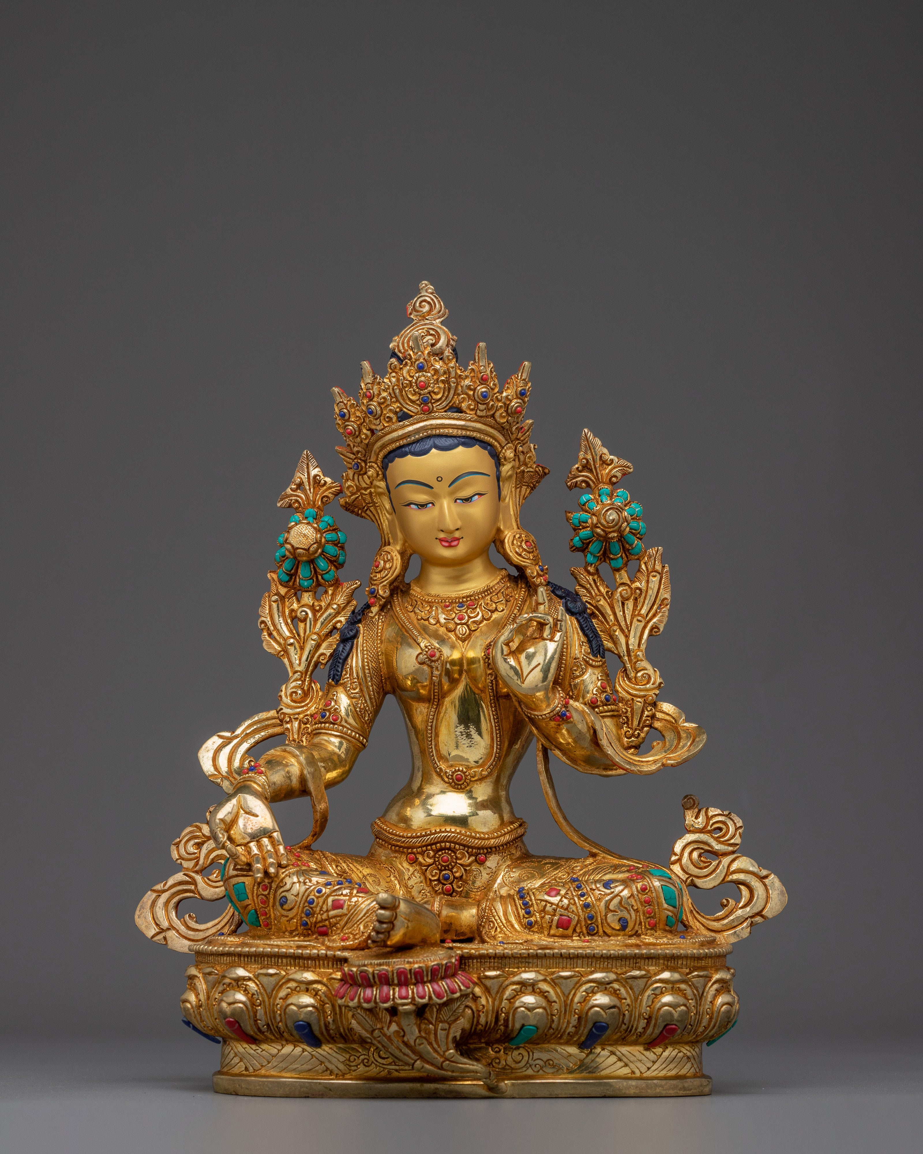 Green Tara Figurine: Himalayan Handmade Artwork