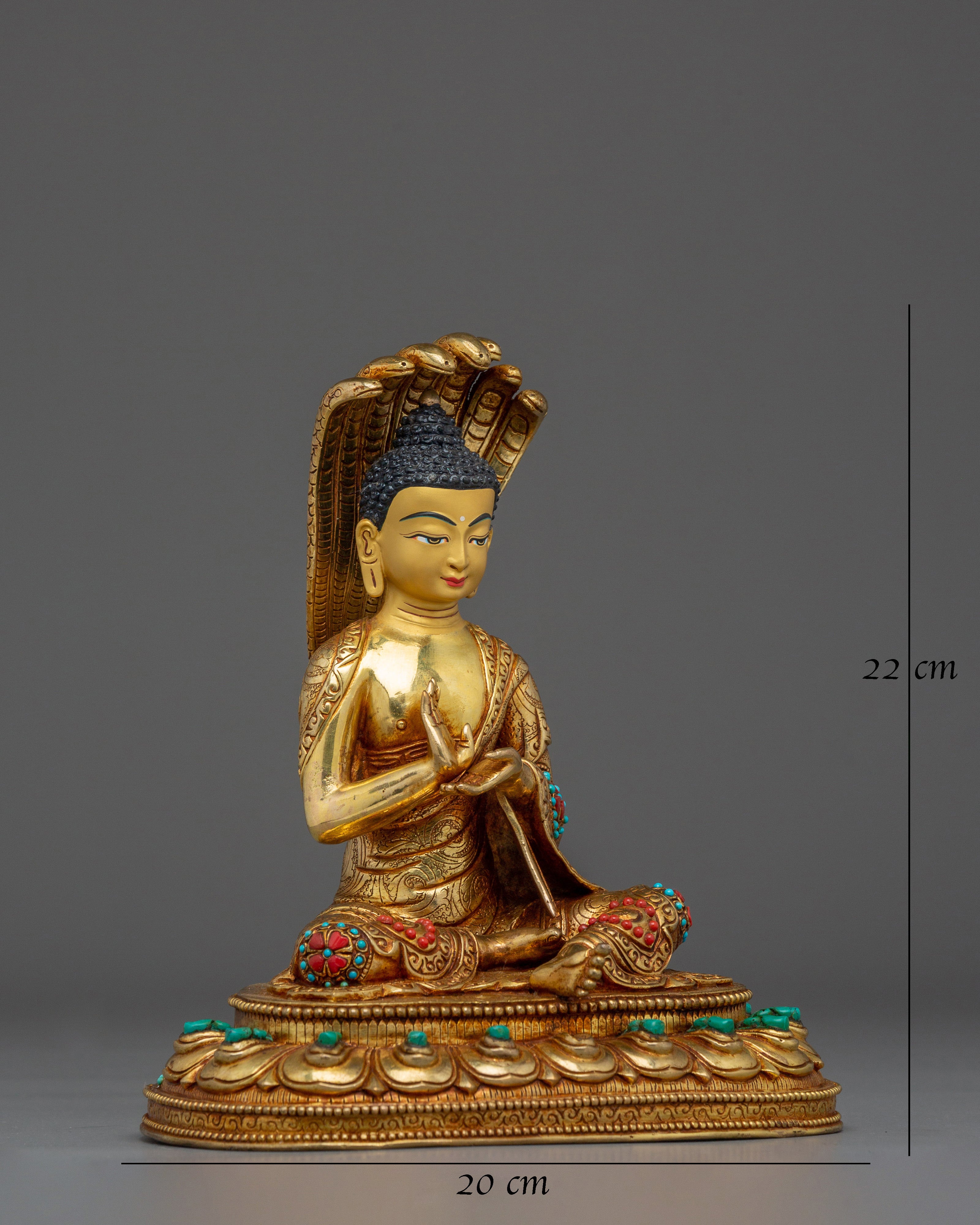 Enlightened Nagarjuna | Gold Gilded Nepali Statue