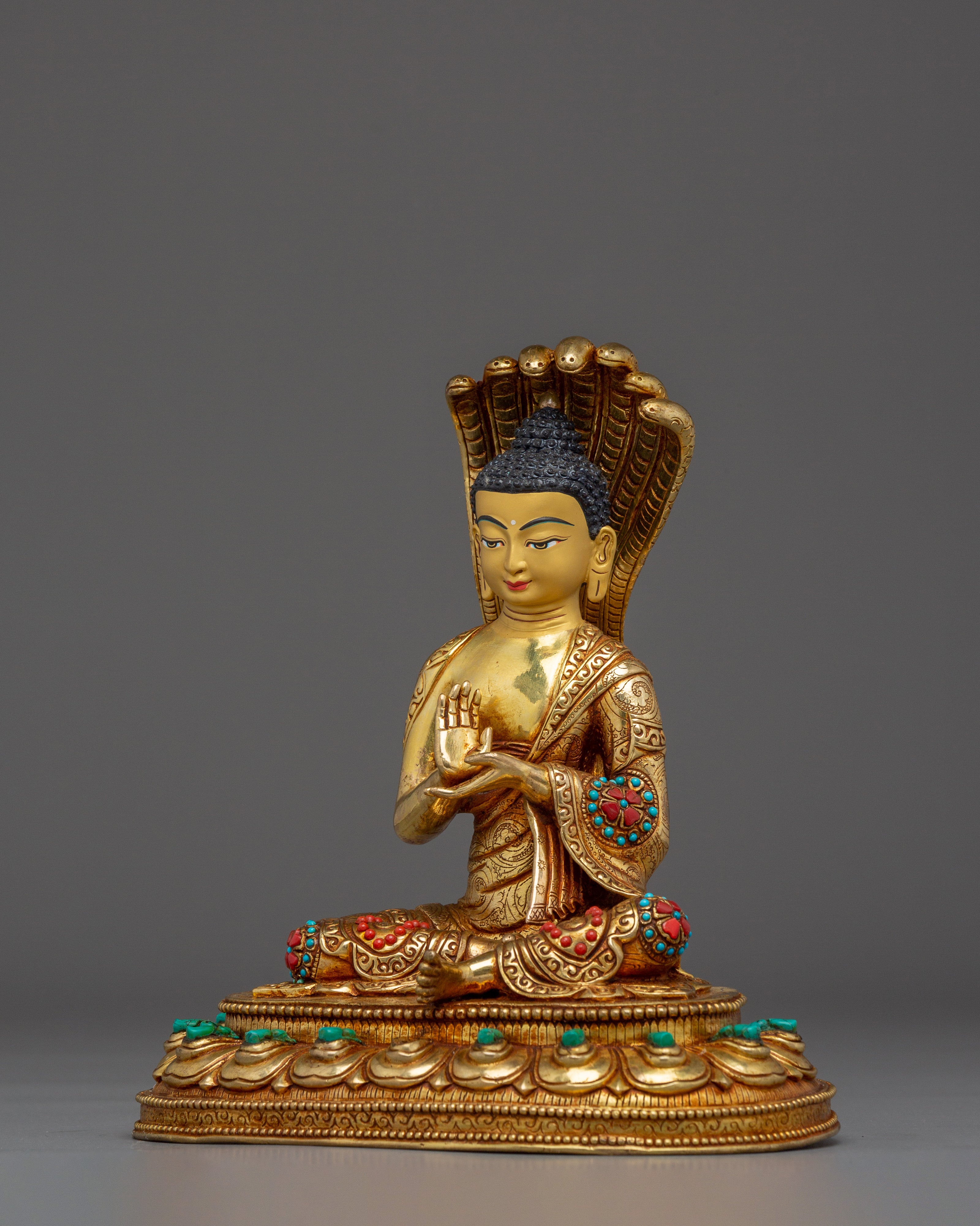 Enlightened Nagarjuna | Gold Gilded Nepali Statue