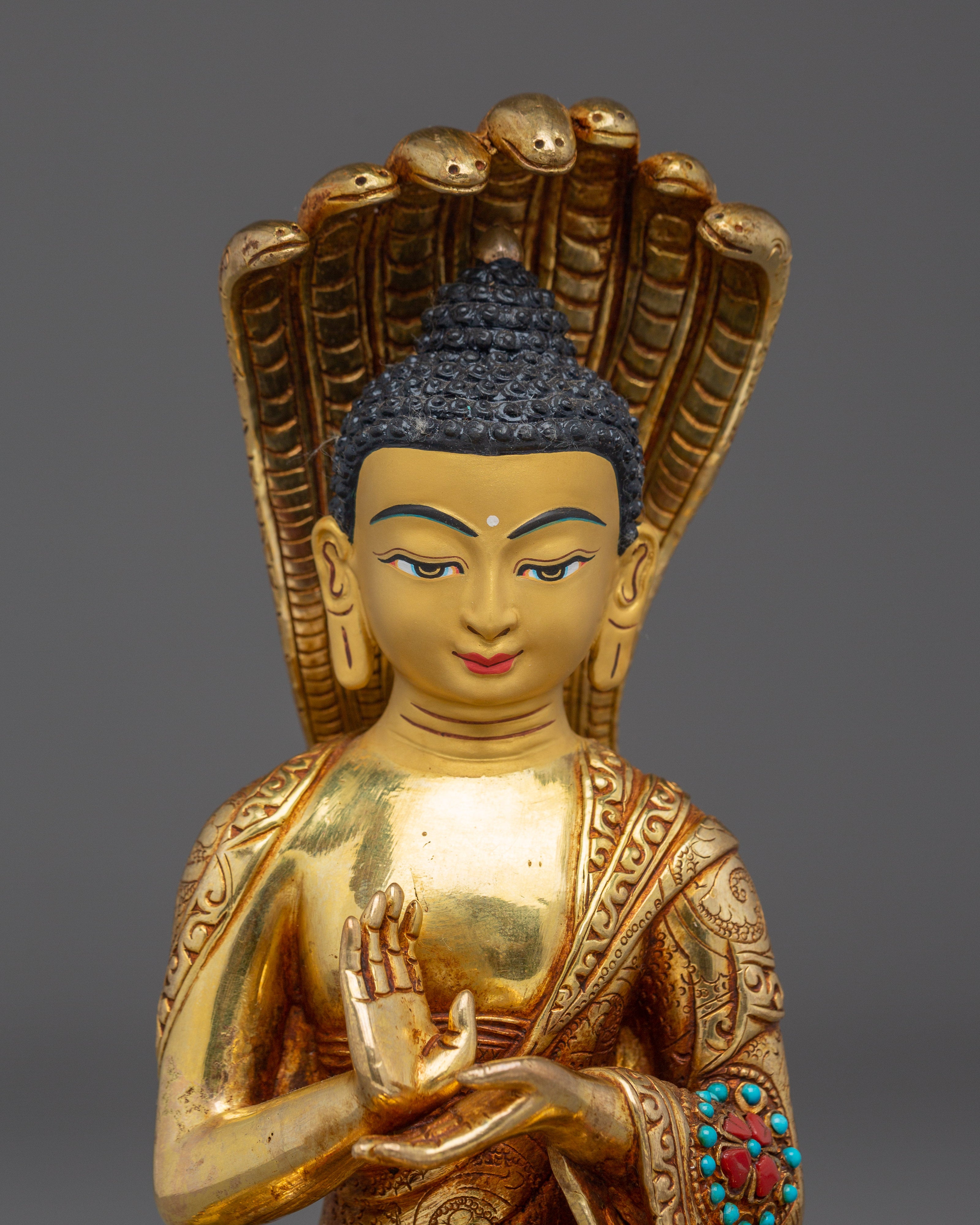 Enlightened Nagarjuna | Gold Gilded Nepali Statue