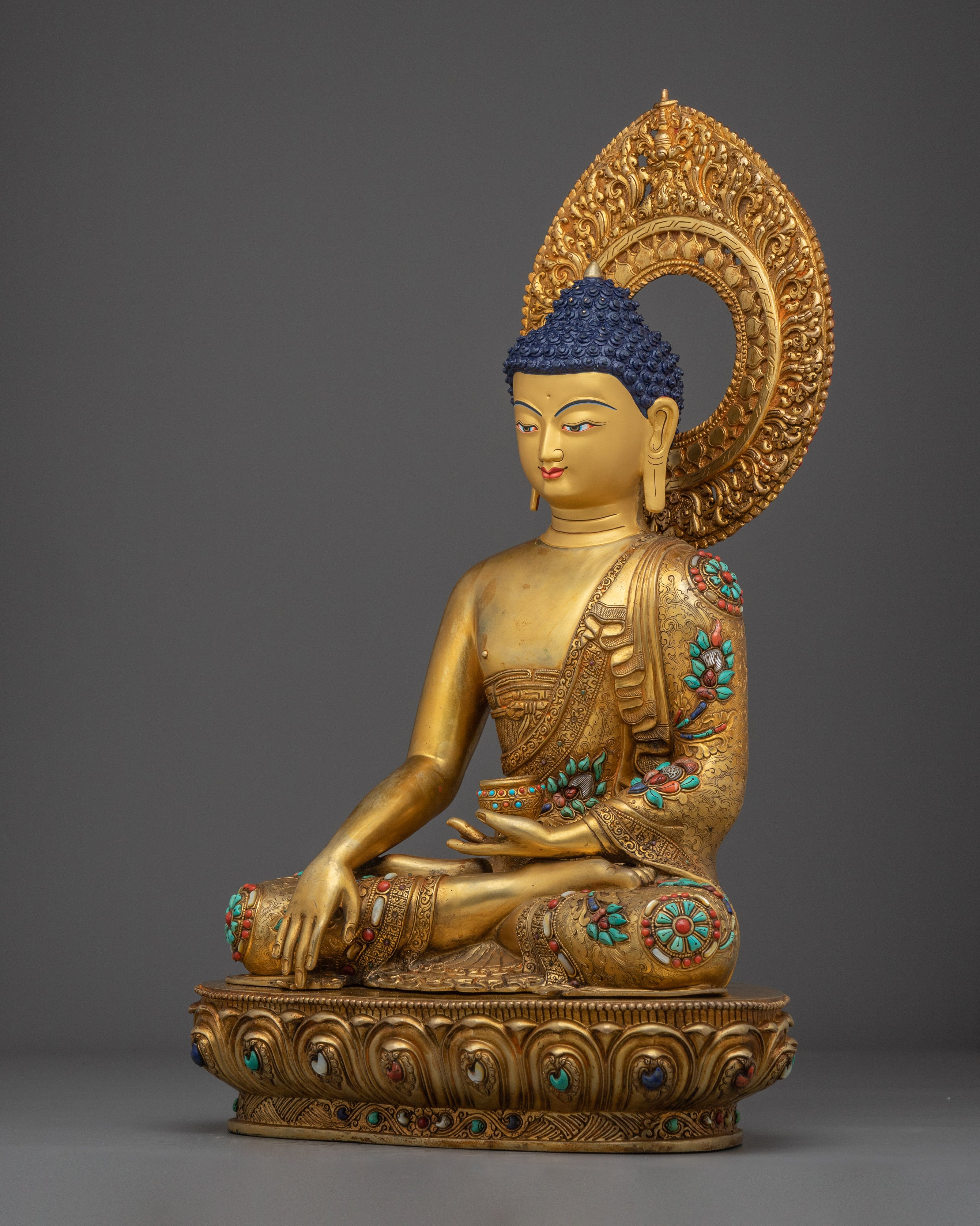 Shakyamuni, Buddha of Wisdom | Nepali Gold Gilded Icon