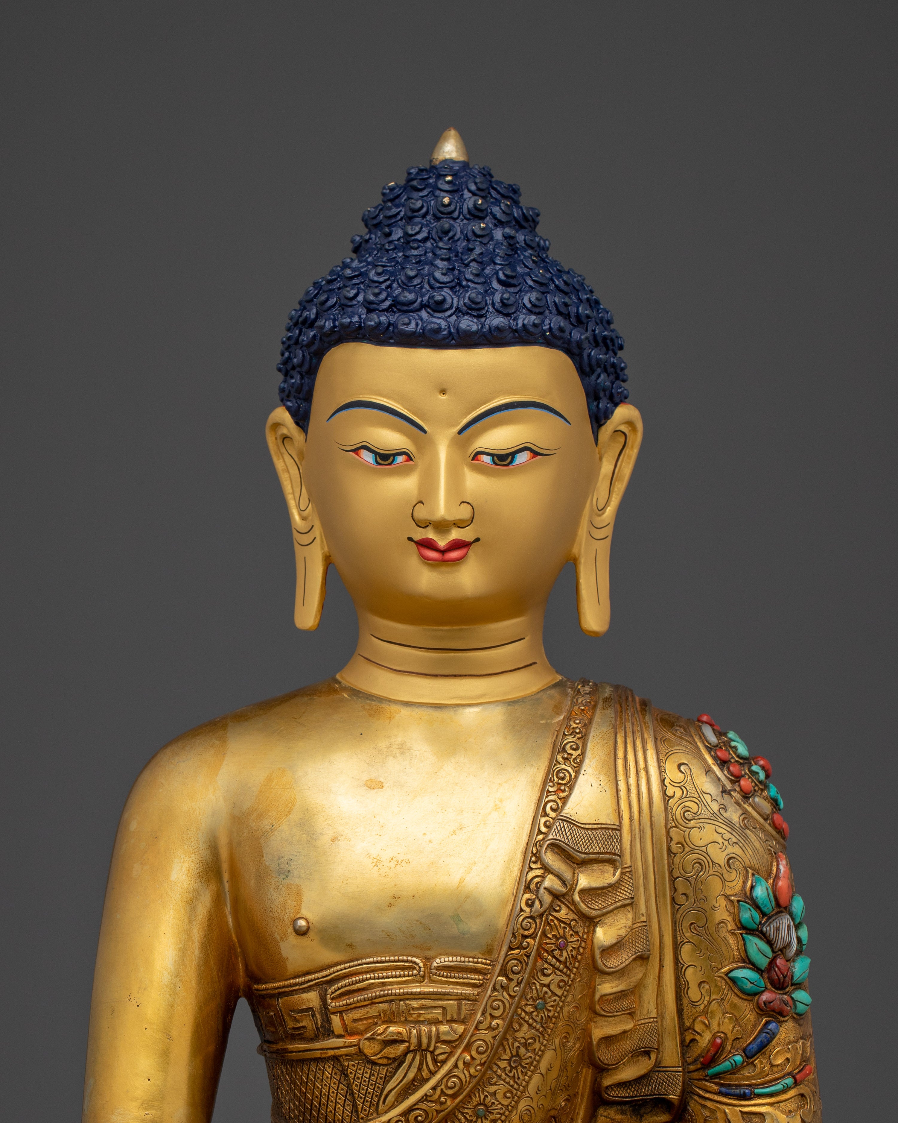 Shakyamuni, Buddha of Wisdom | Nepali Gold Gilded Icon
