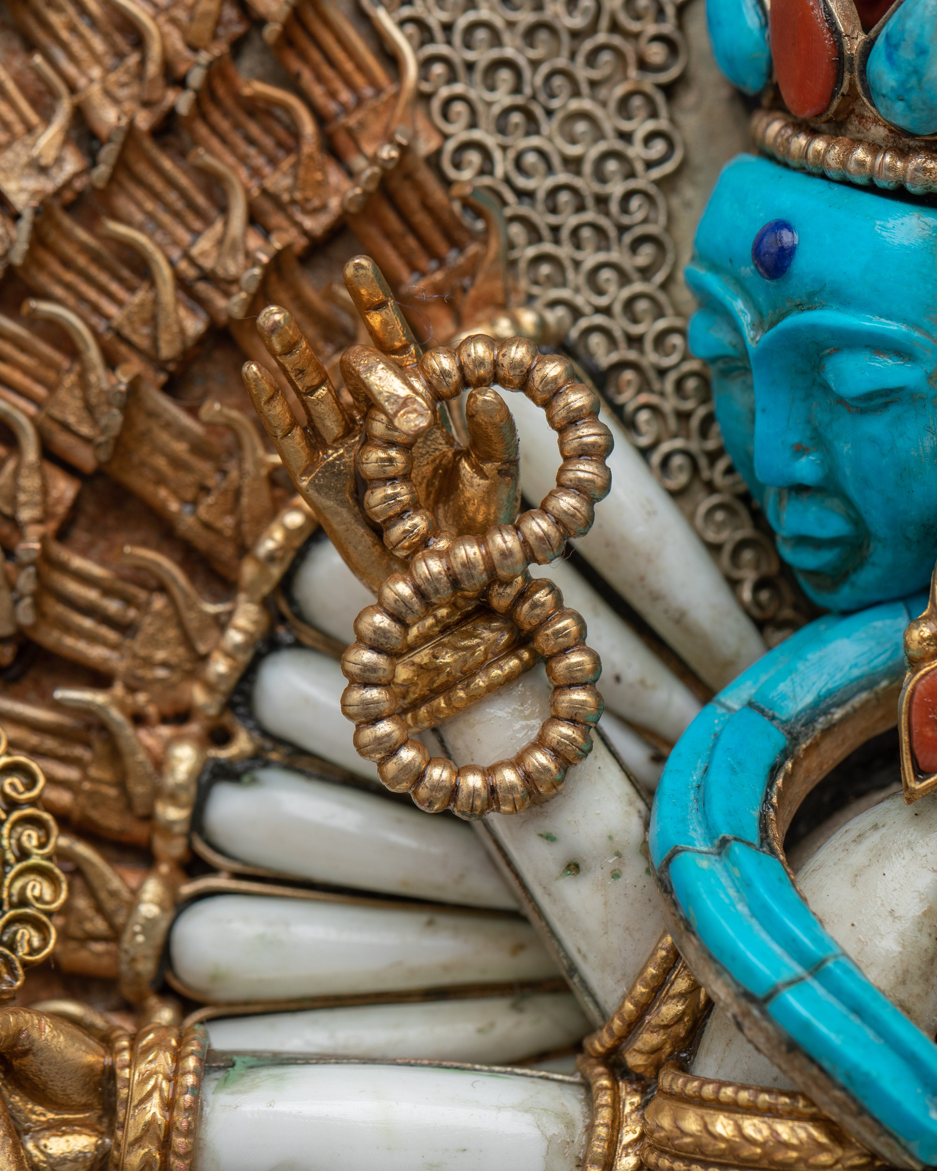 1000 Armed Chenrezig With Gemstone Inlaid | Nepalese art for deep meditation