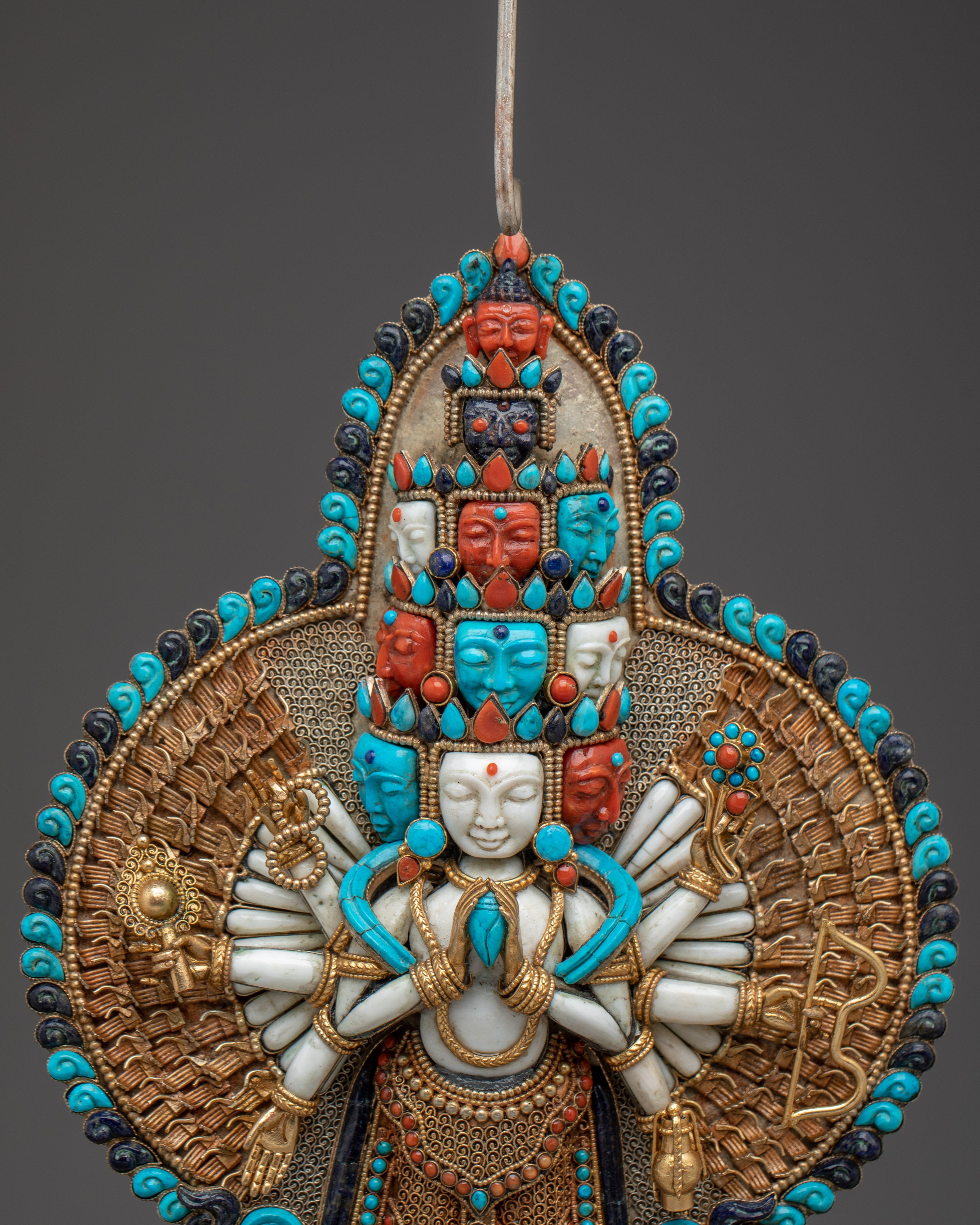 1000 Armed Chenrezig With Gemstone Inlaid | Nepalese art for deep meditation