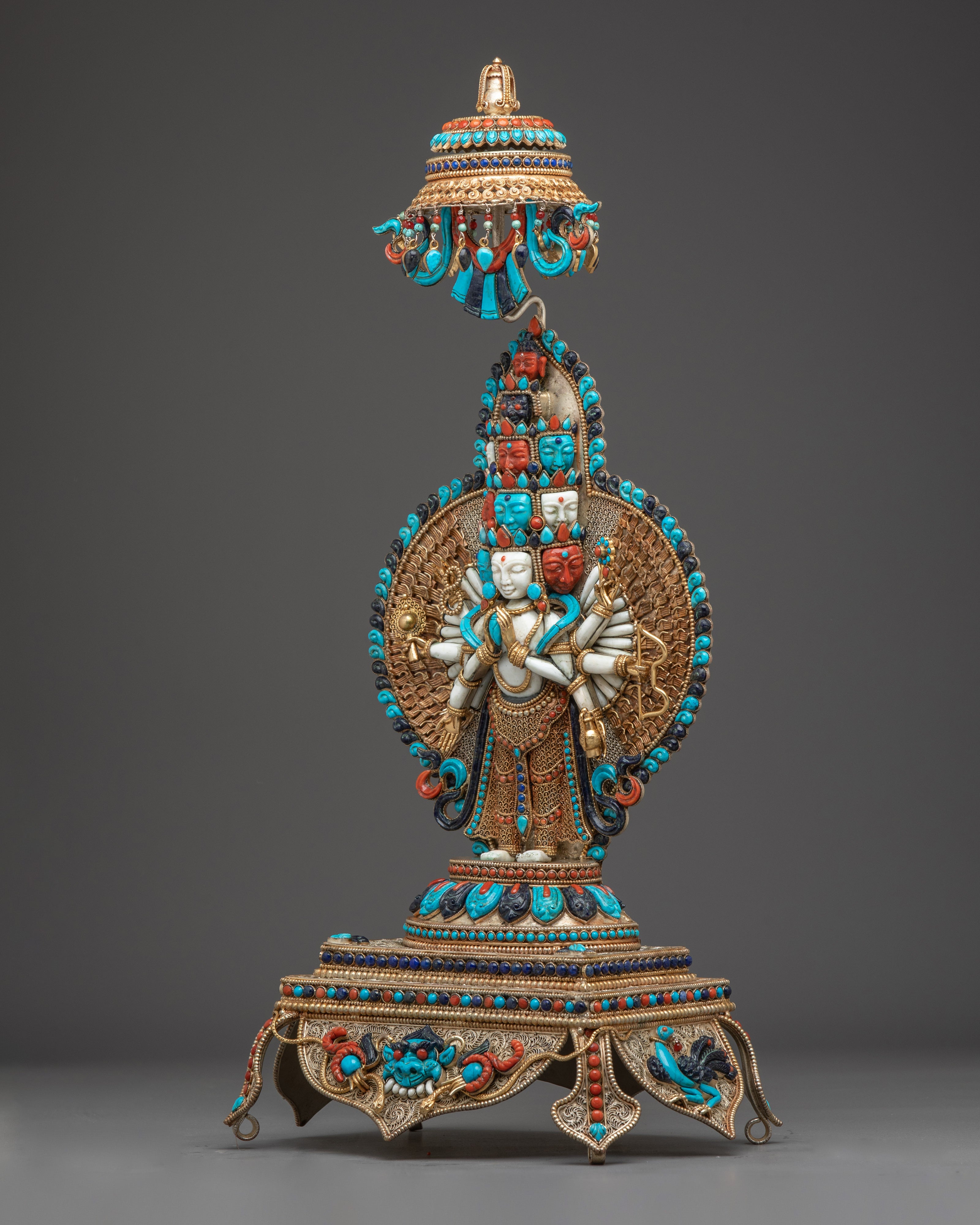 1000 Armed Chenrezig With Gemstone Inlaid | Nepalese art for deep meditation