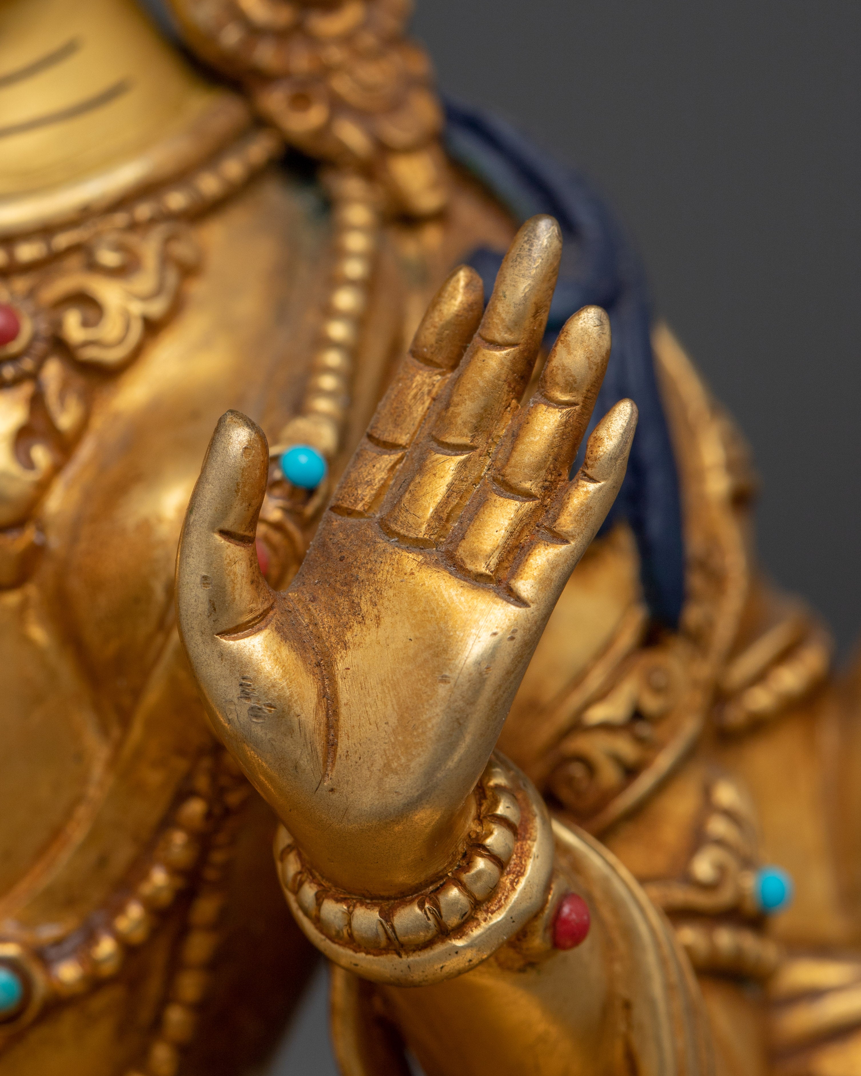 24K gold-gilded copper Laxmi statue | Handmade Spiritual & Altar Decor