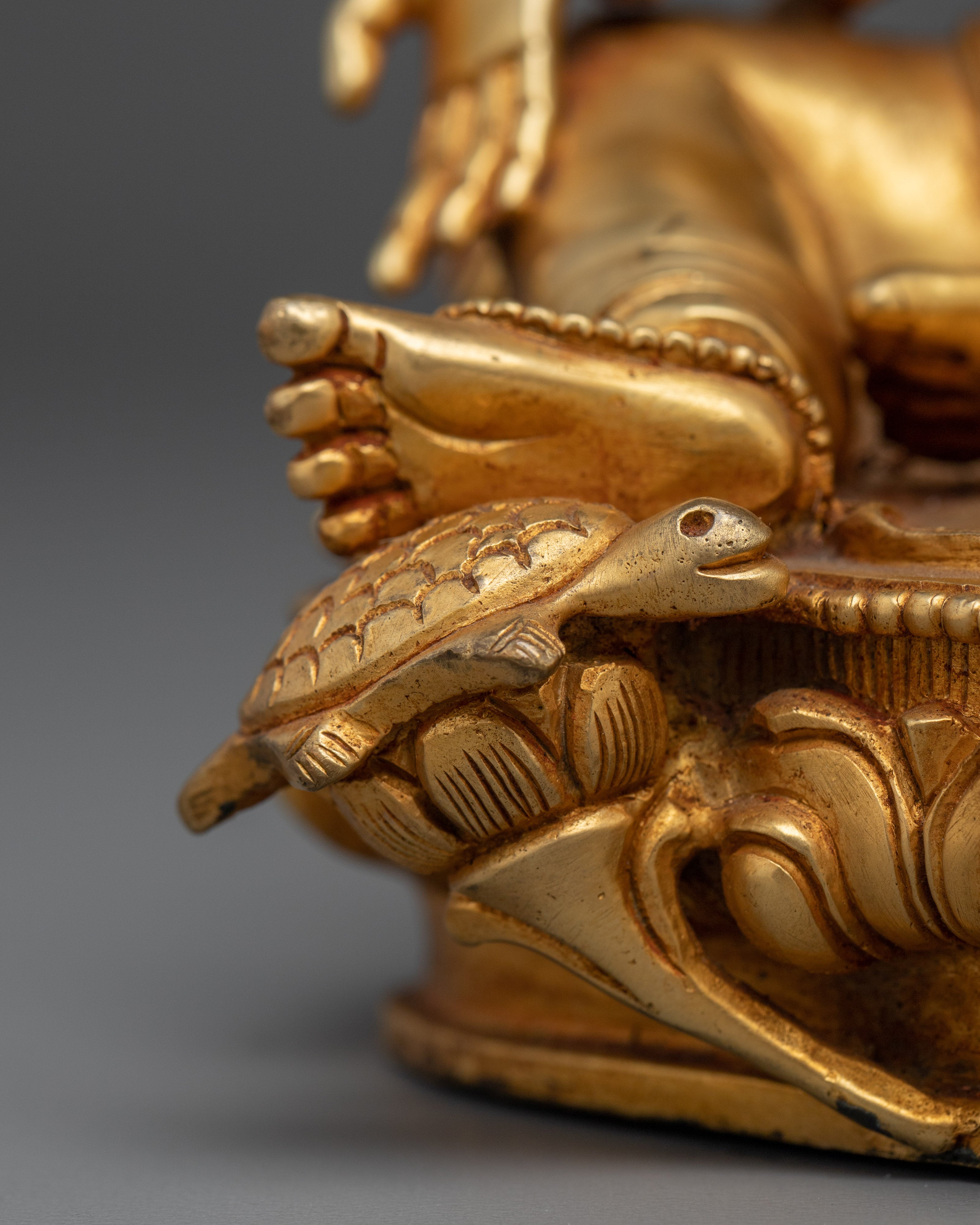 24K gold-gilded copper Laxmi statue | Handmade Spiritual & Altar Decor