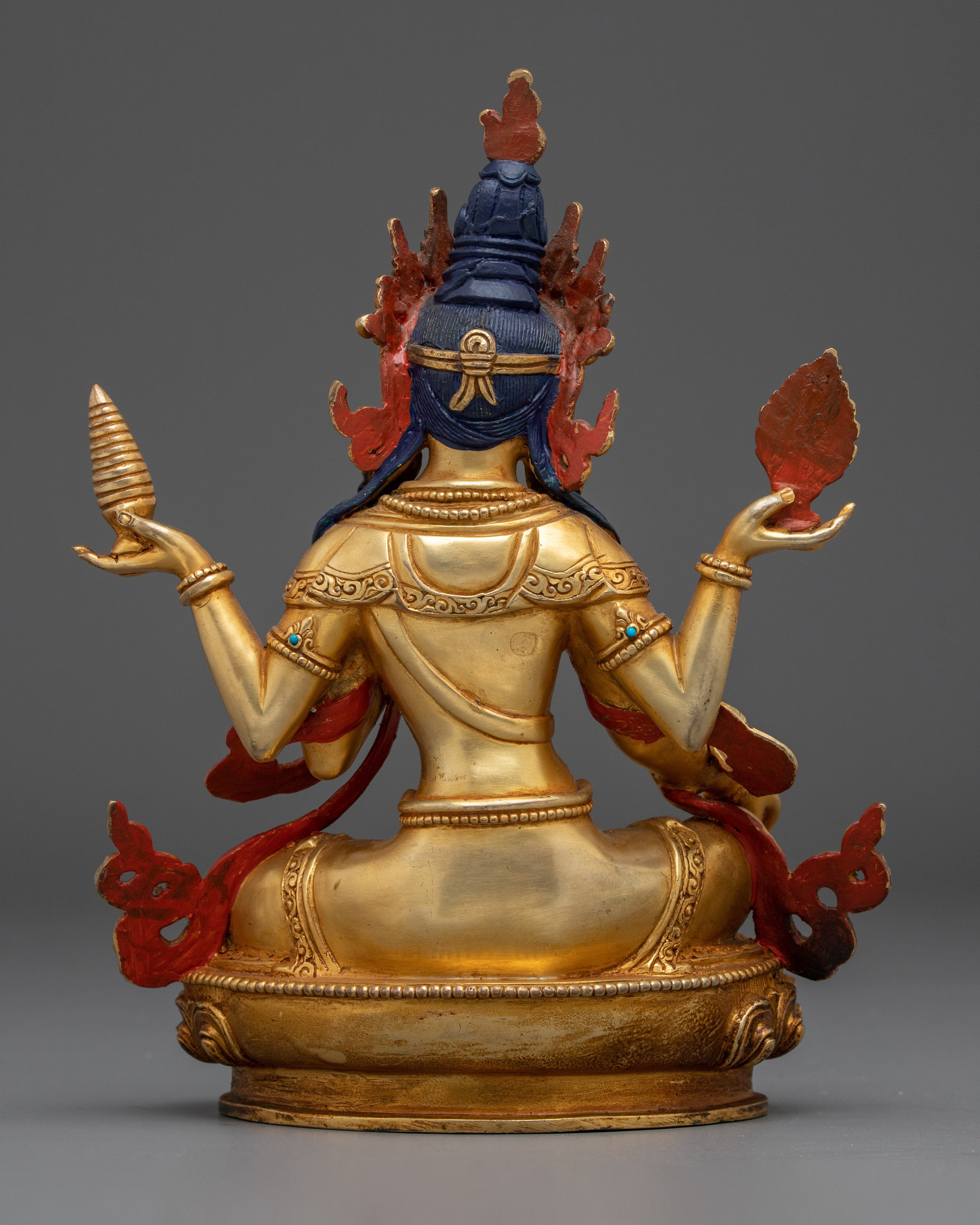 24K gold-gilded copper Laxmi statue | Handmade Spiritual & Altar Decor