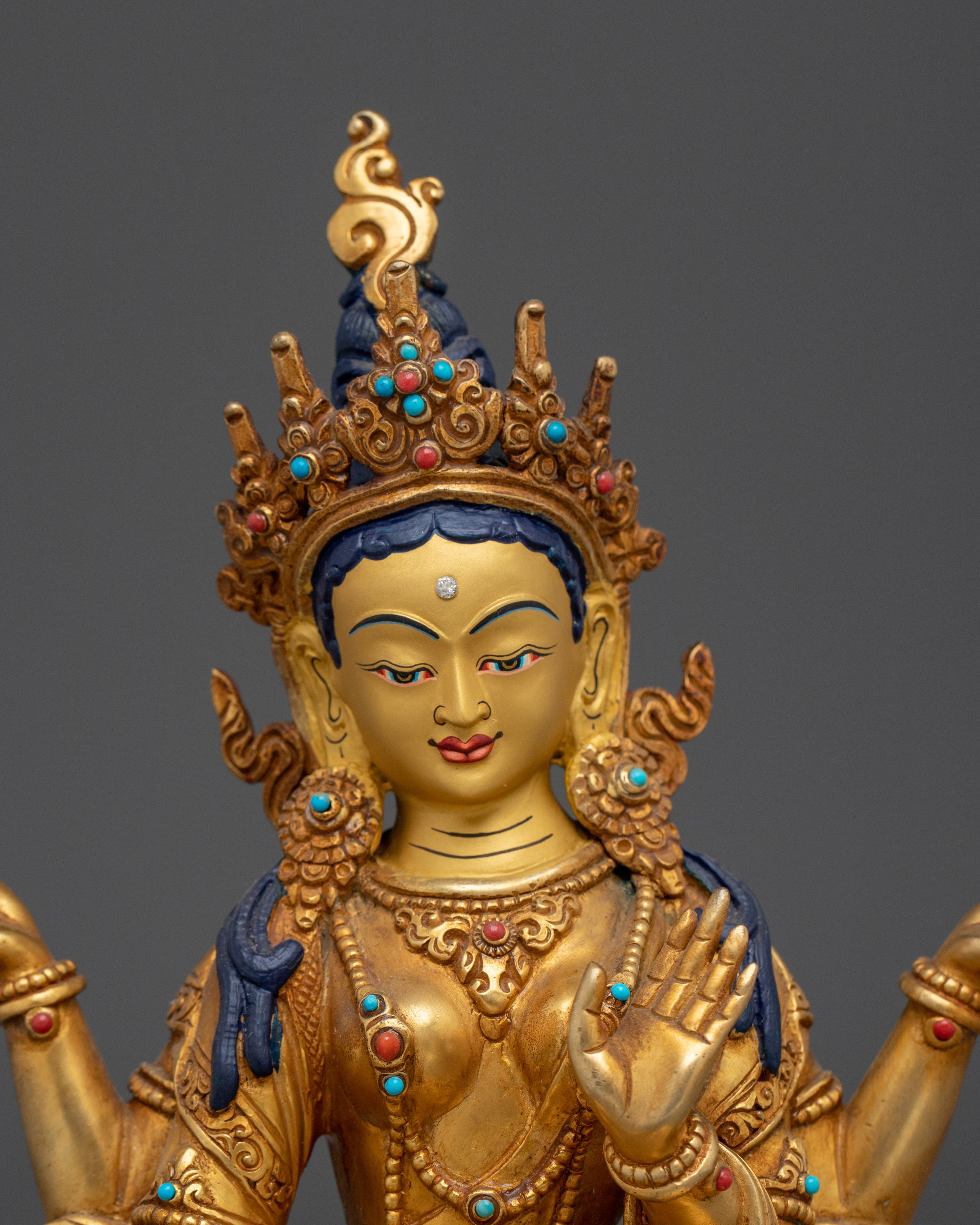 24K gold-gilded copper Laxmi statue | Handmade Spiritual & Altar Decor