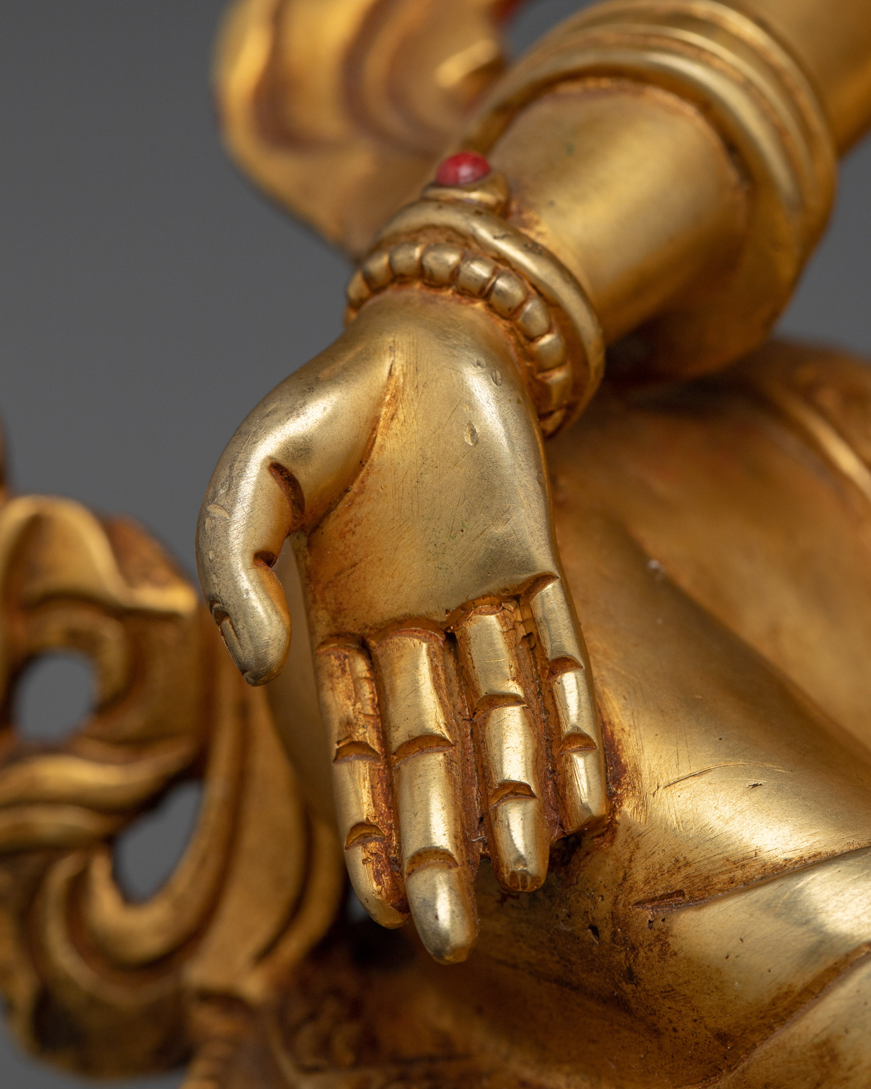 24K gold-gilded copper Laxmi statue | Handmade Spiritual & Altar Decor