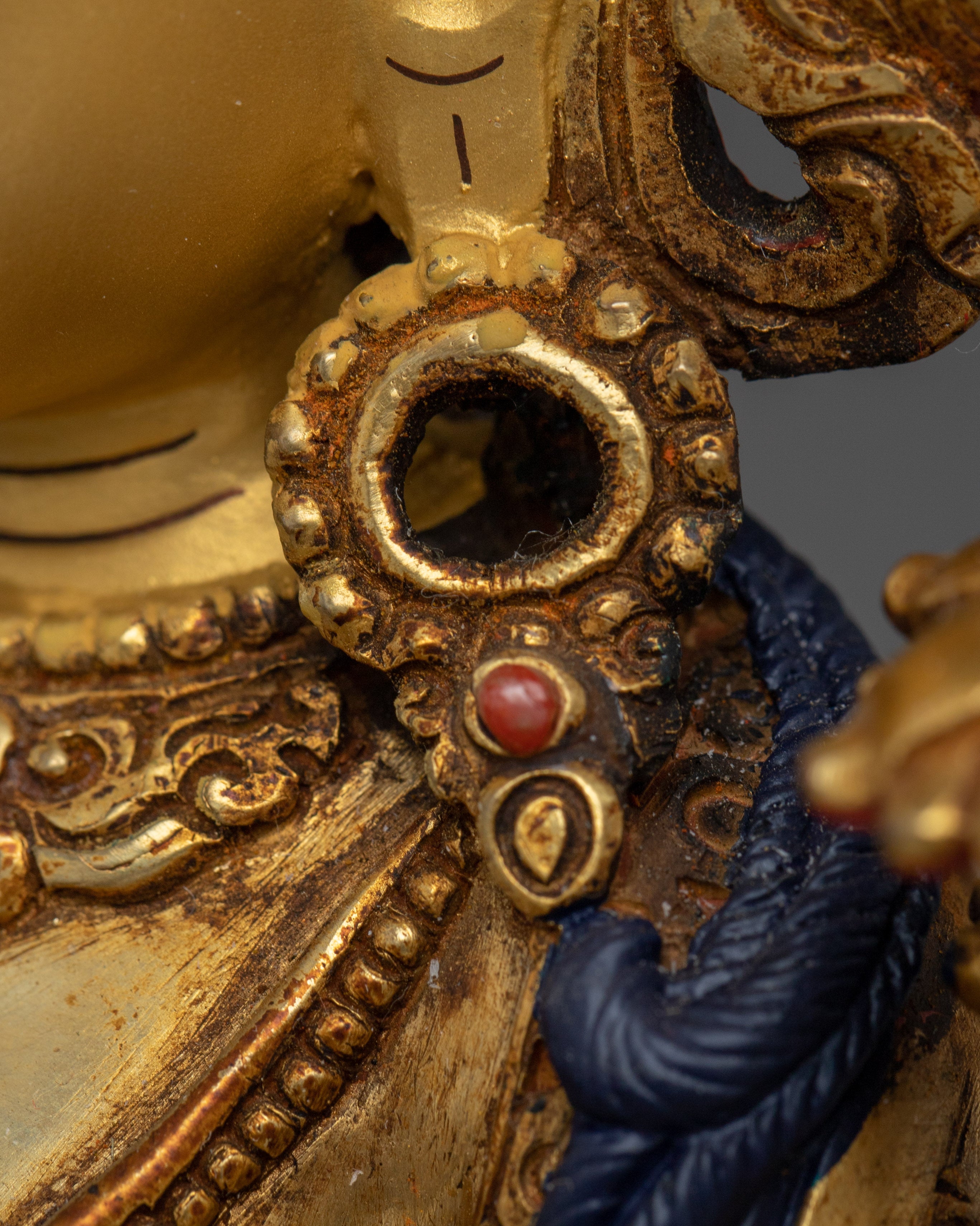 24K Gold Gilded Copper Green Tara Statue | Buddhist Art for Protection