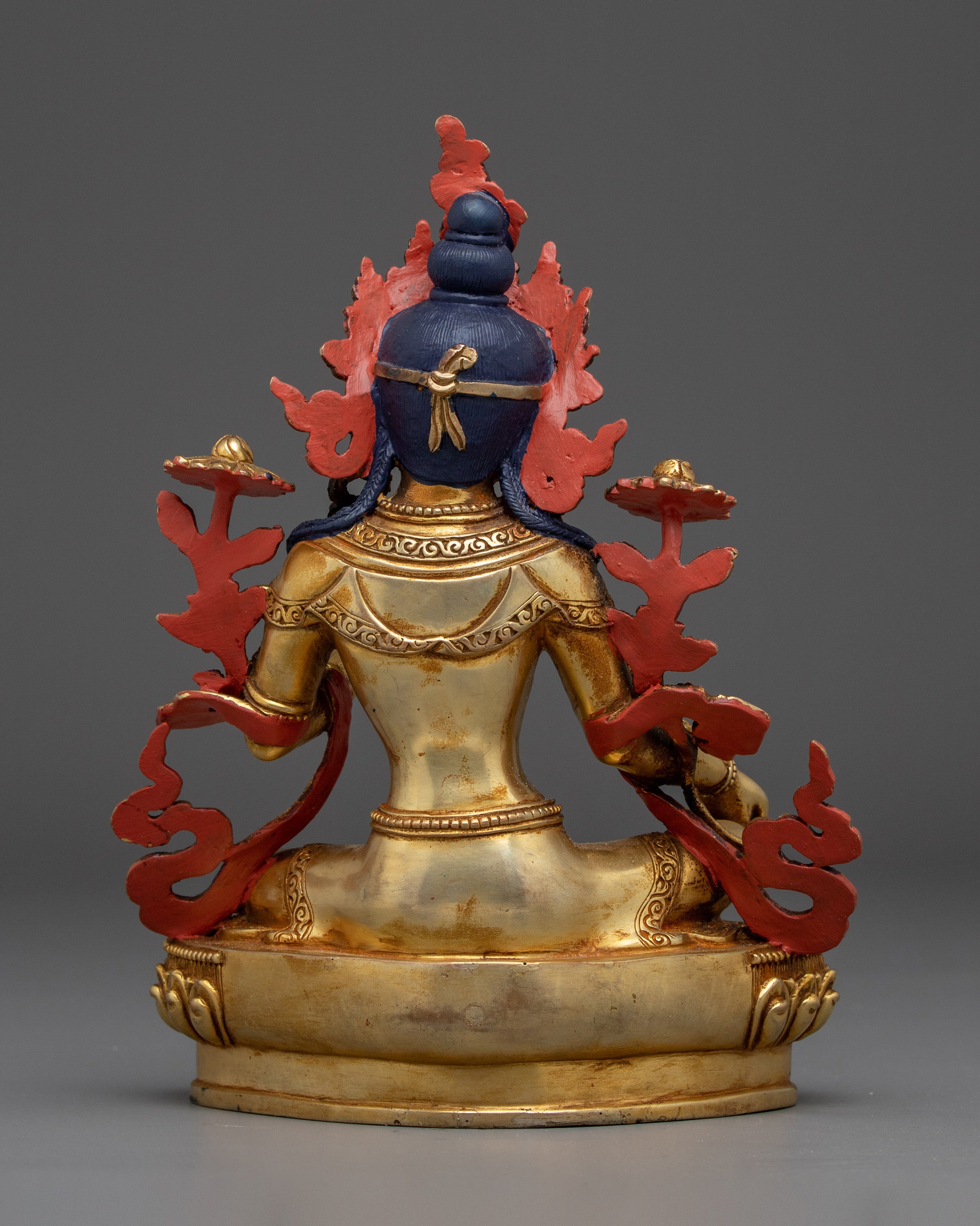 24K Gold Gilded Copper Green Tara Statue | Buddhist Art for Protection