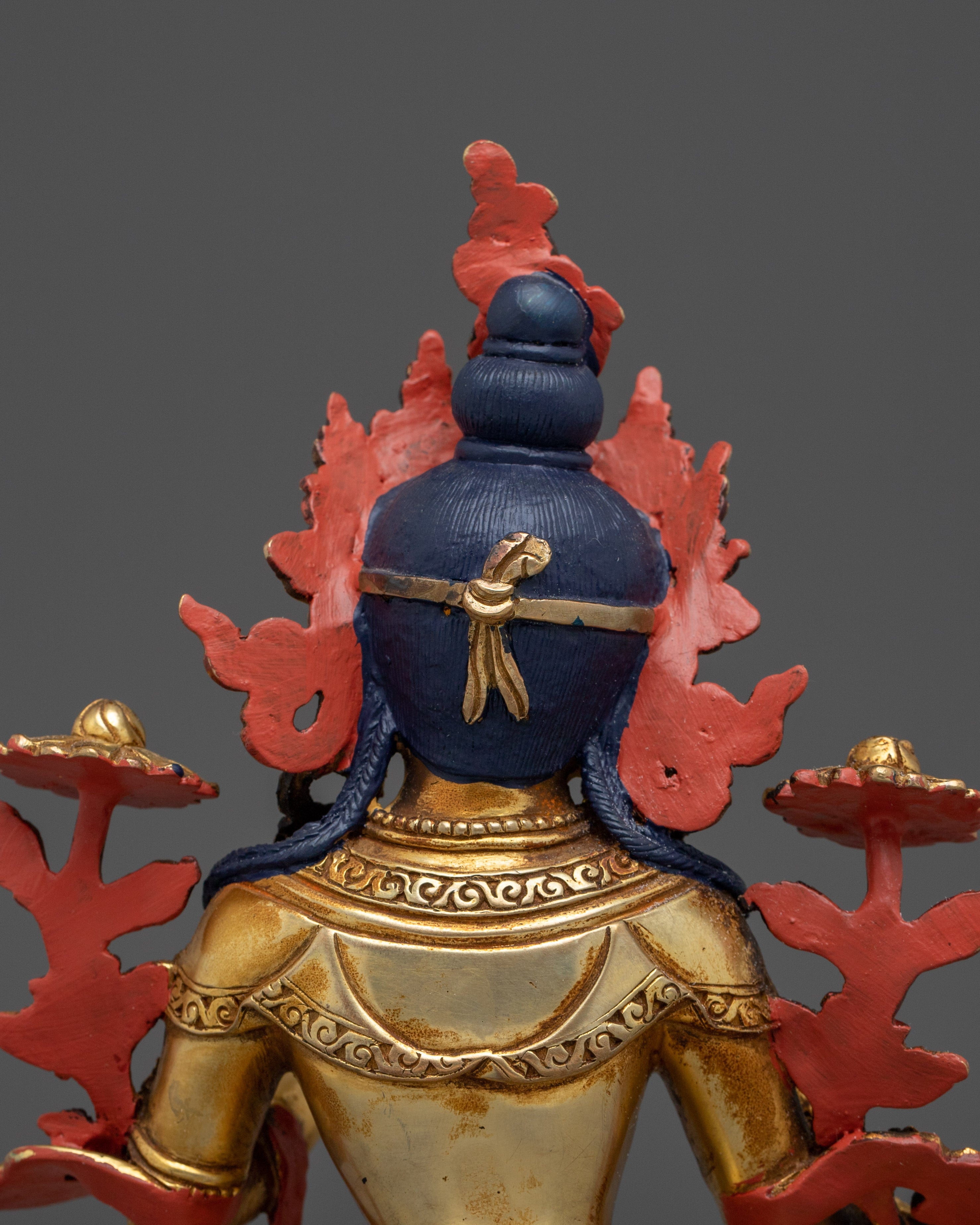 24K Gold Gilded Copper Green Tara Statue | Buddhist Art for Protection