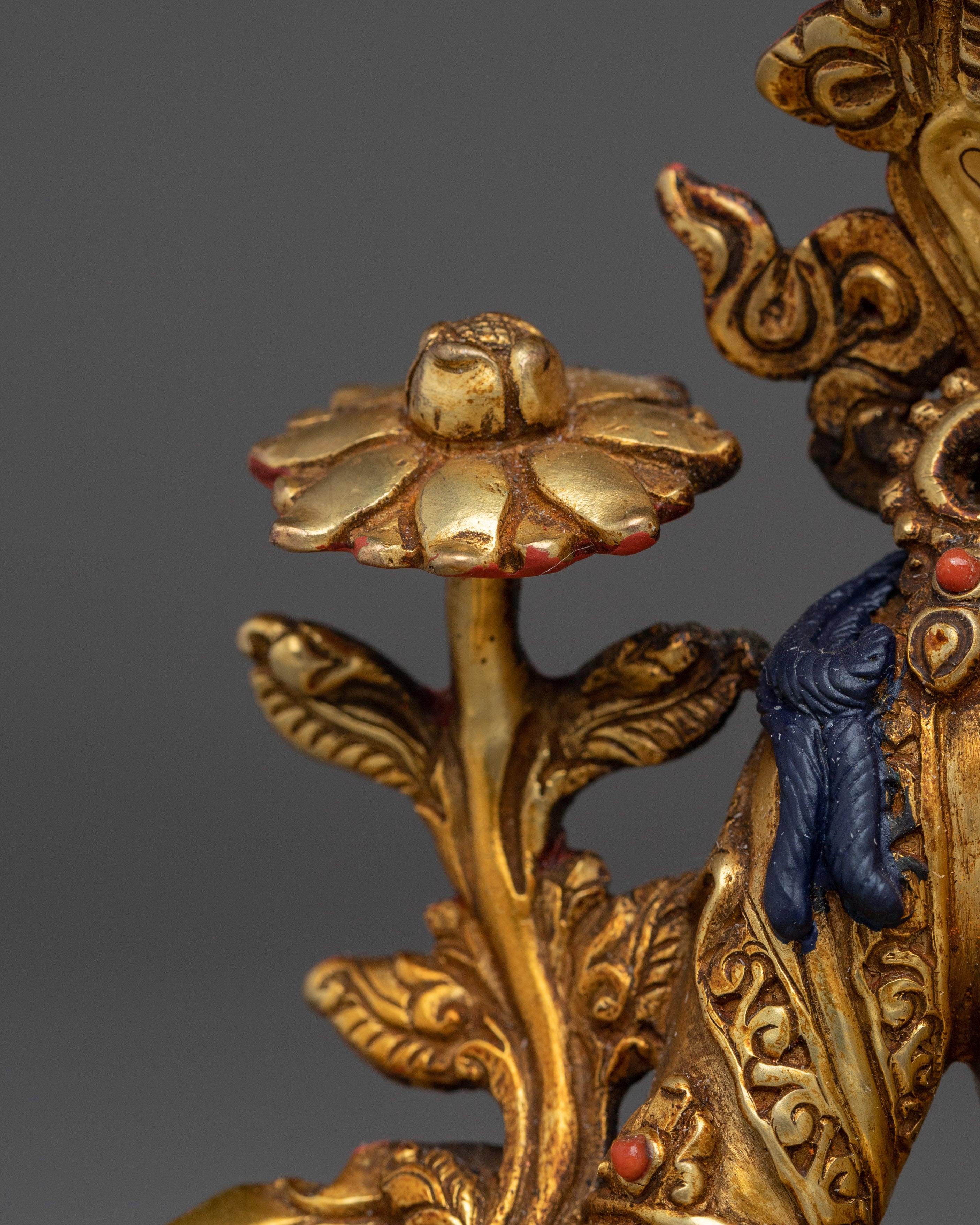 24K Gold Gilded Copper Green Tara Statue | Buddhist Art for Protection