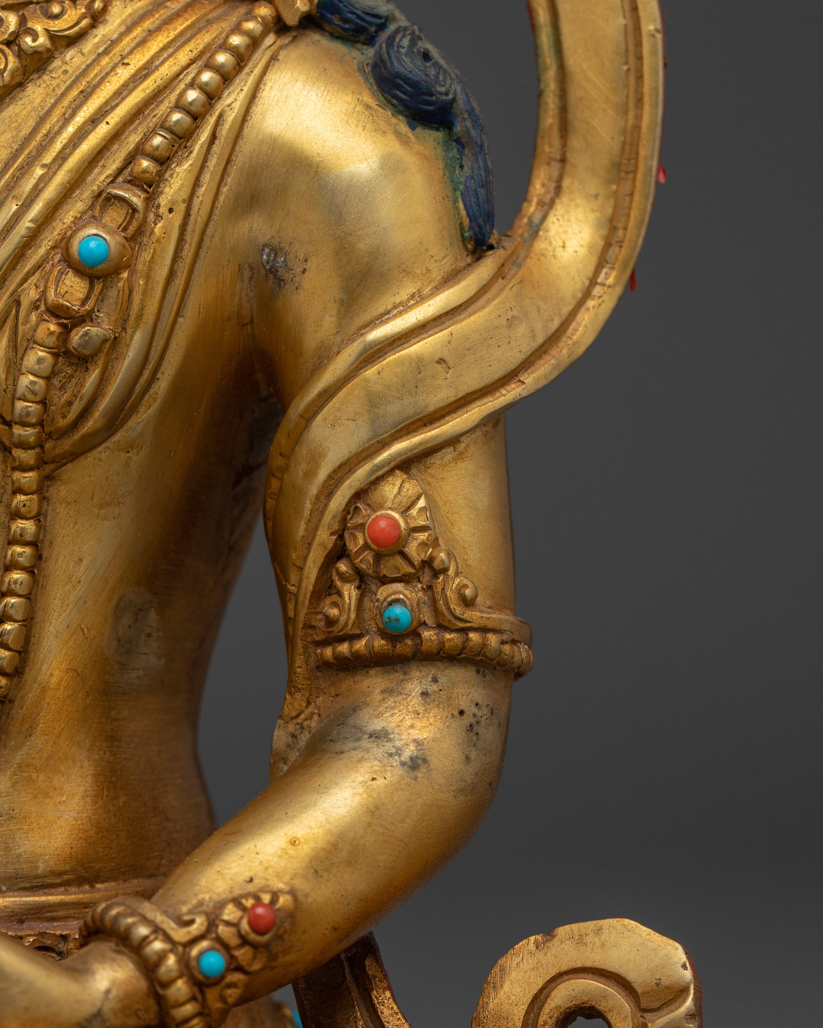 24K Gold Gilded Copper Amitayus Statue | Buddhist Deity of Spiritual Blessing