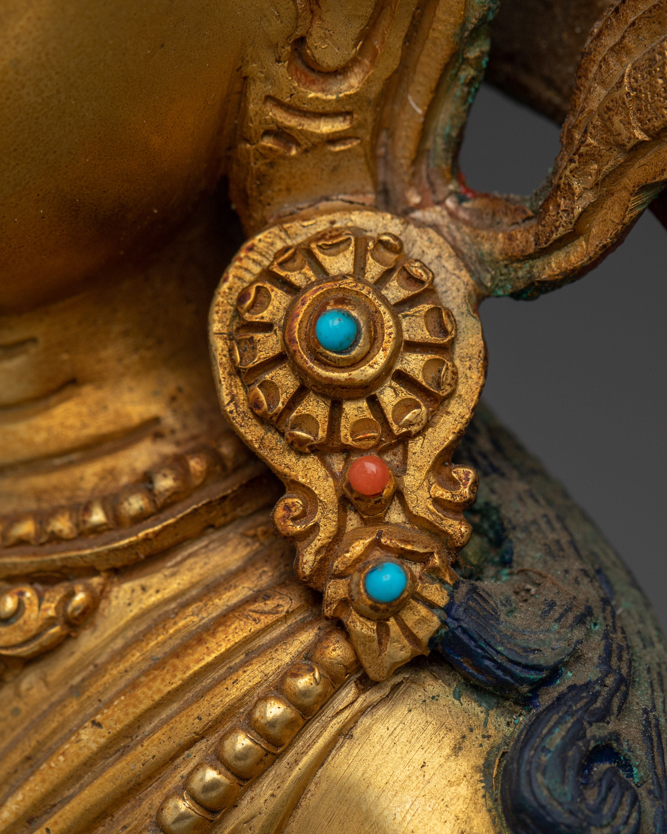 24K Gold Gilded Copper Amitayus Statue | Buddhist Deity of Spiritual Blessing