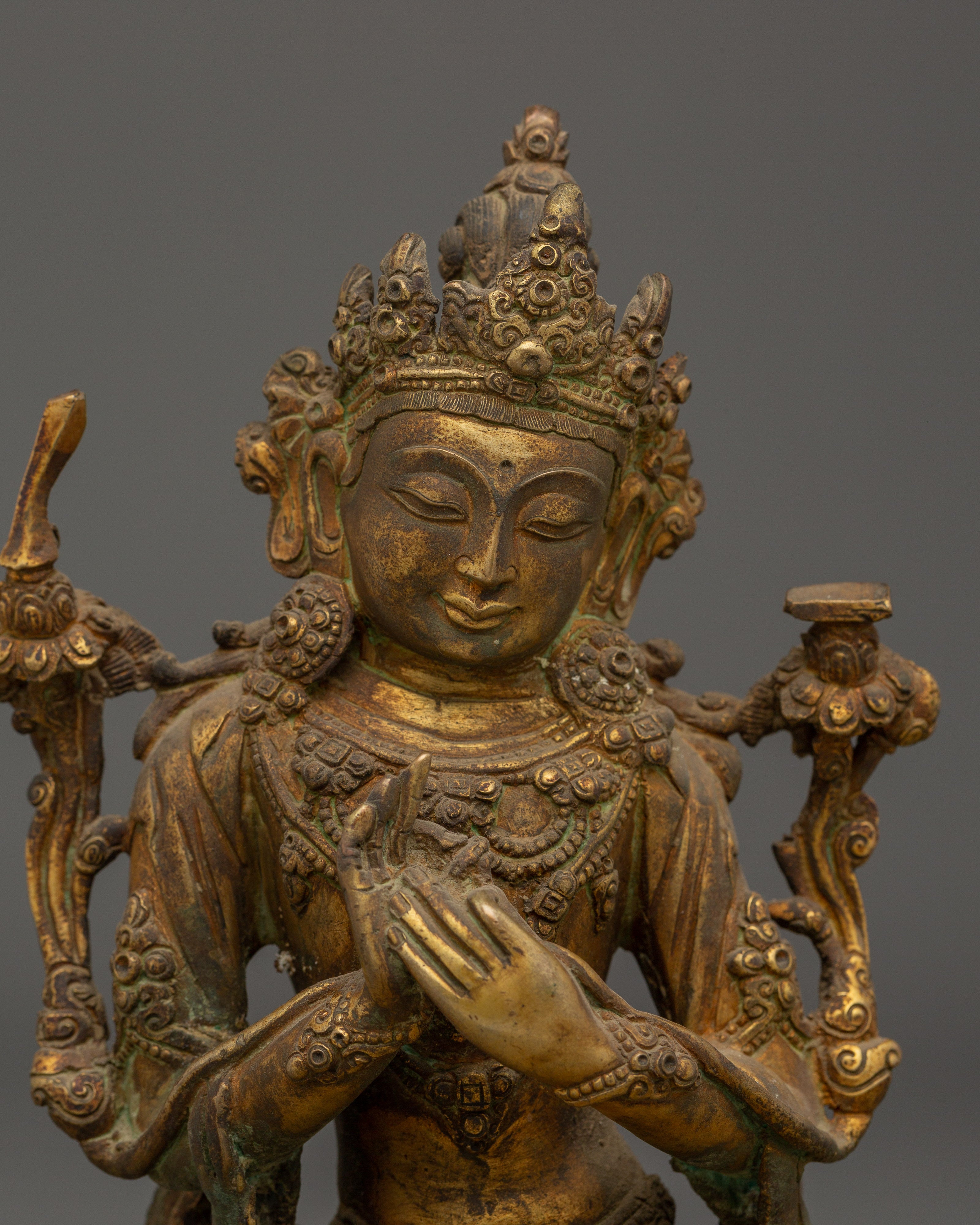Manjushri Statue with Antique Finish | Wisdom Bodhisattva