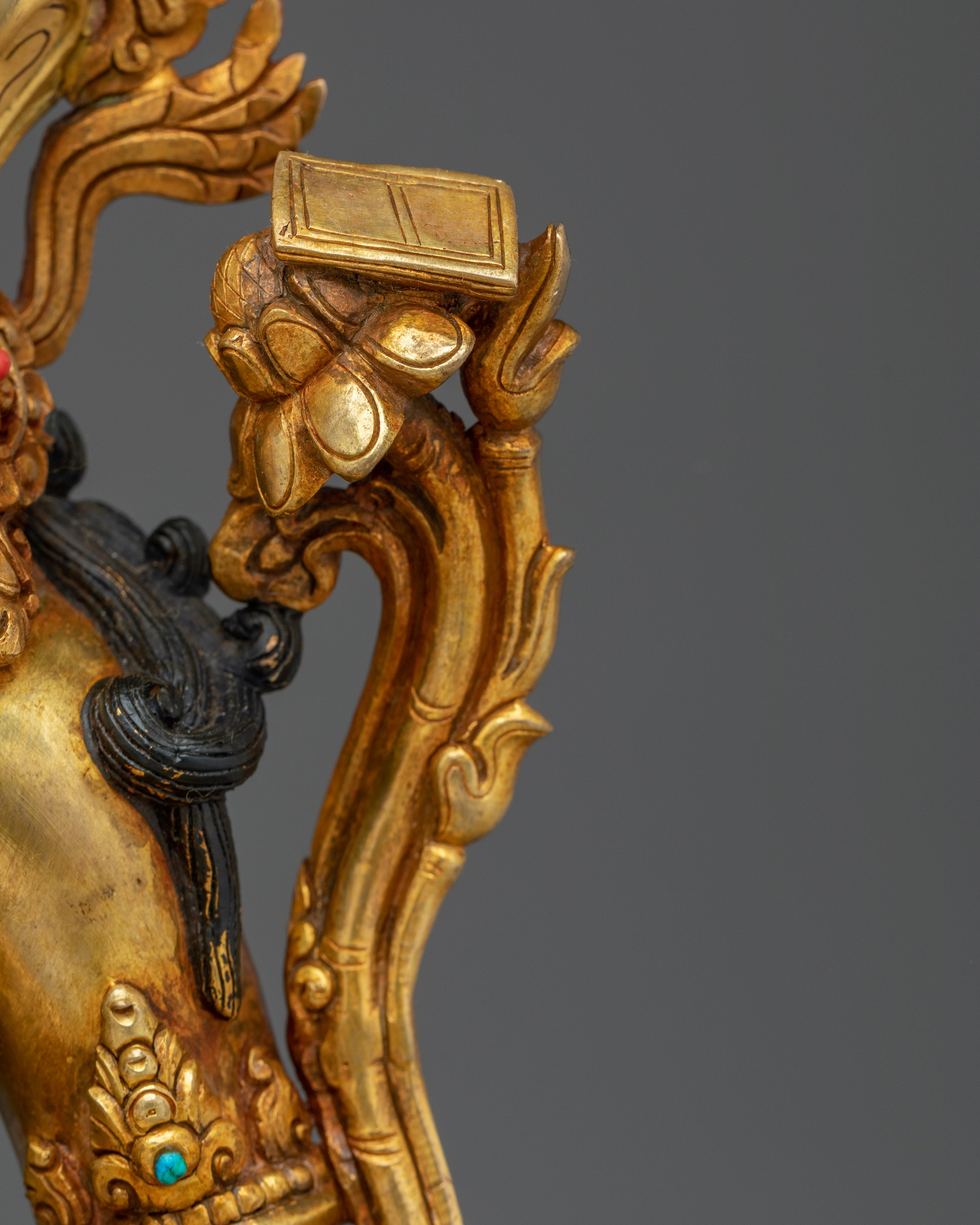 Manjushri, Dharma Sword Holder | Gold Gilded Tibetan Statue