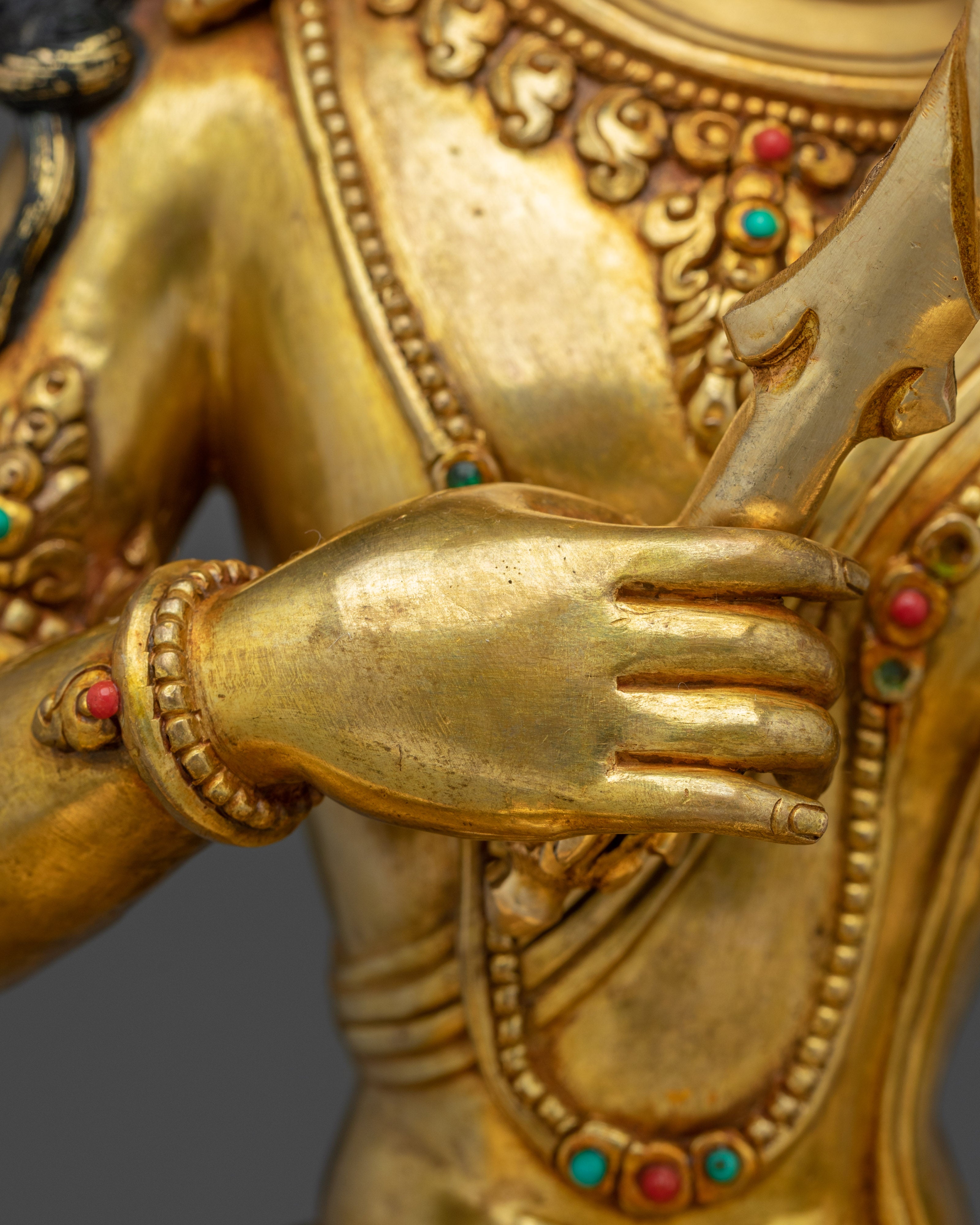 Manjushri, Dharma Sword Holder | Gold Gilded Tibetan Statue