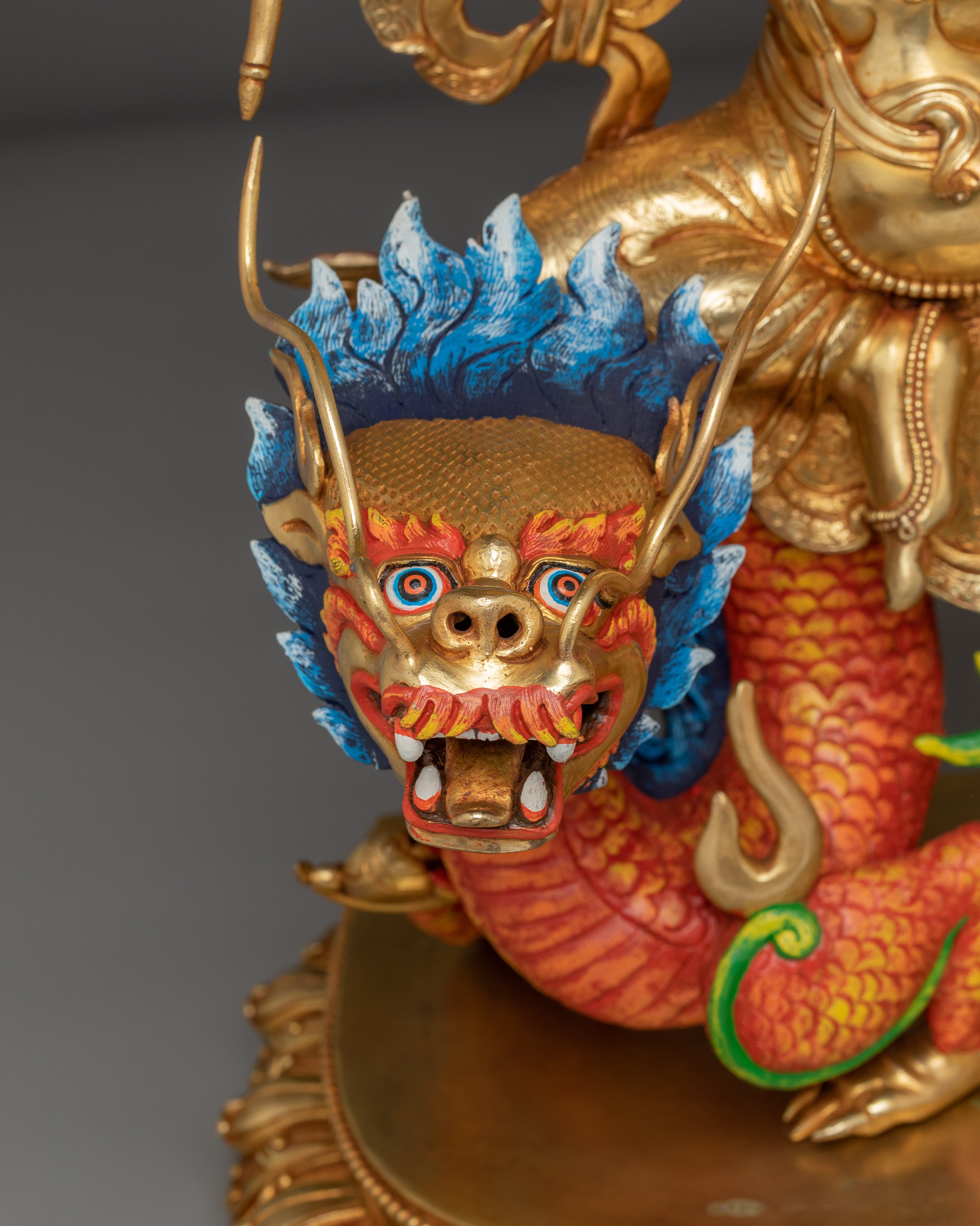 White Dzambhala Statue: Wealth Deity with Dragon