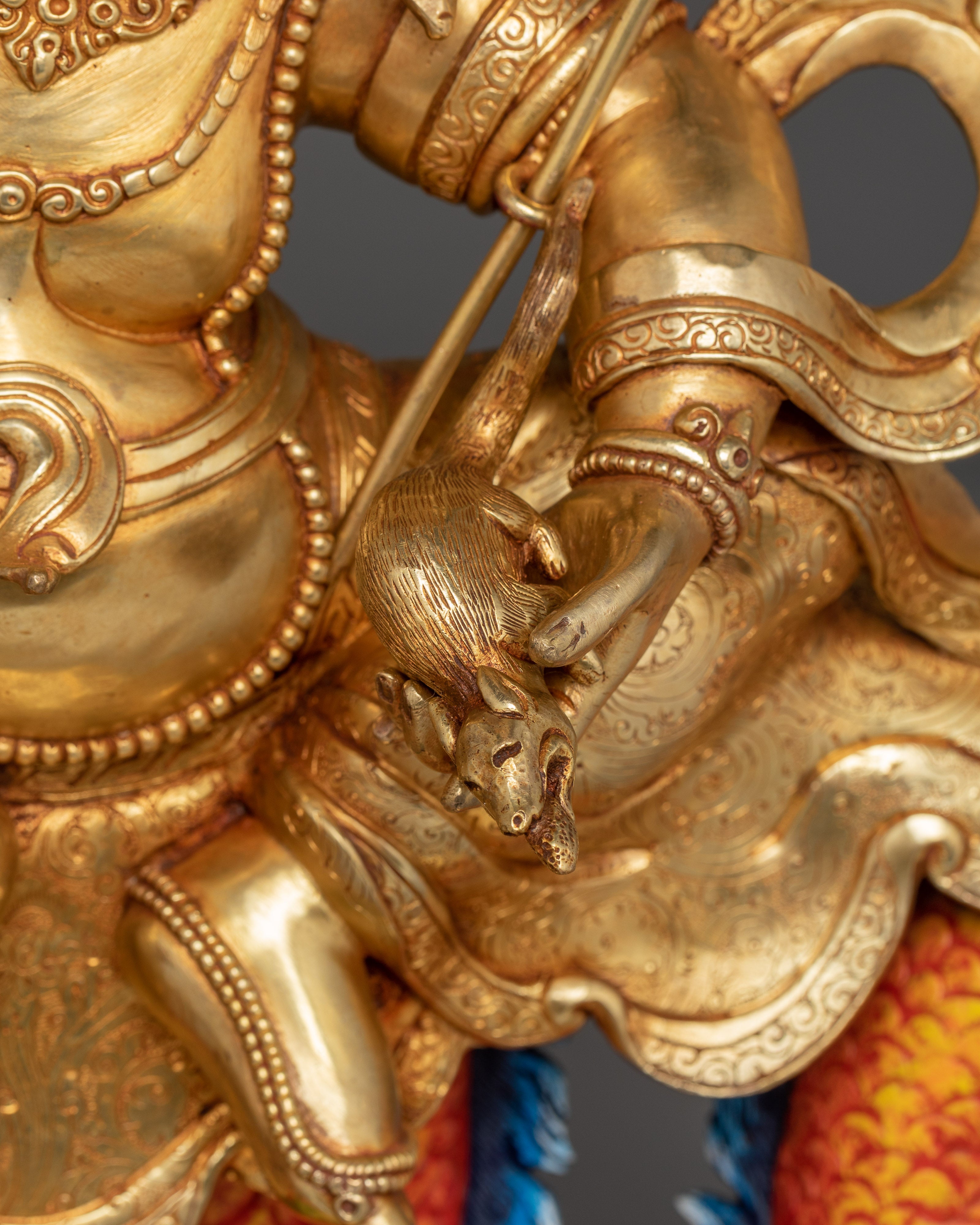 White Dzambhala Statue: Wealth Deity with Dragon