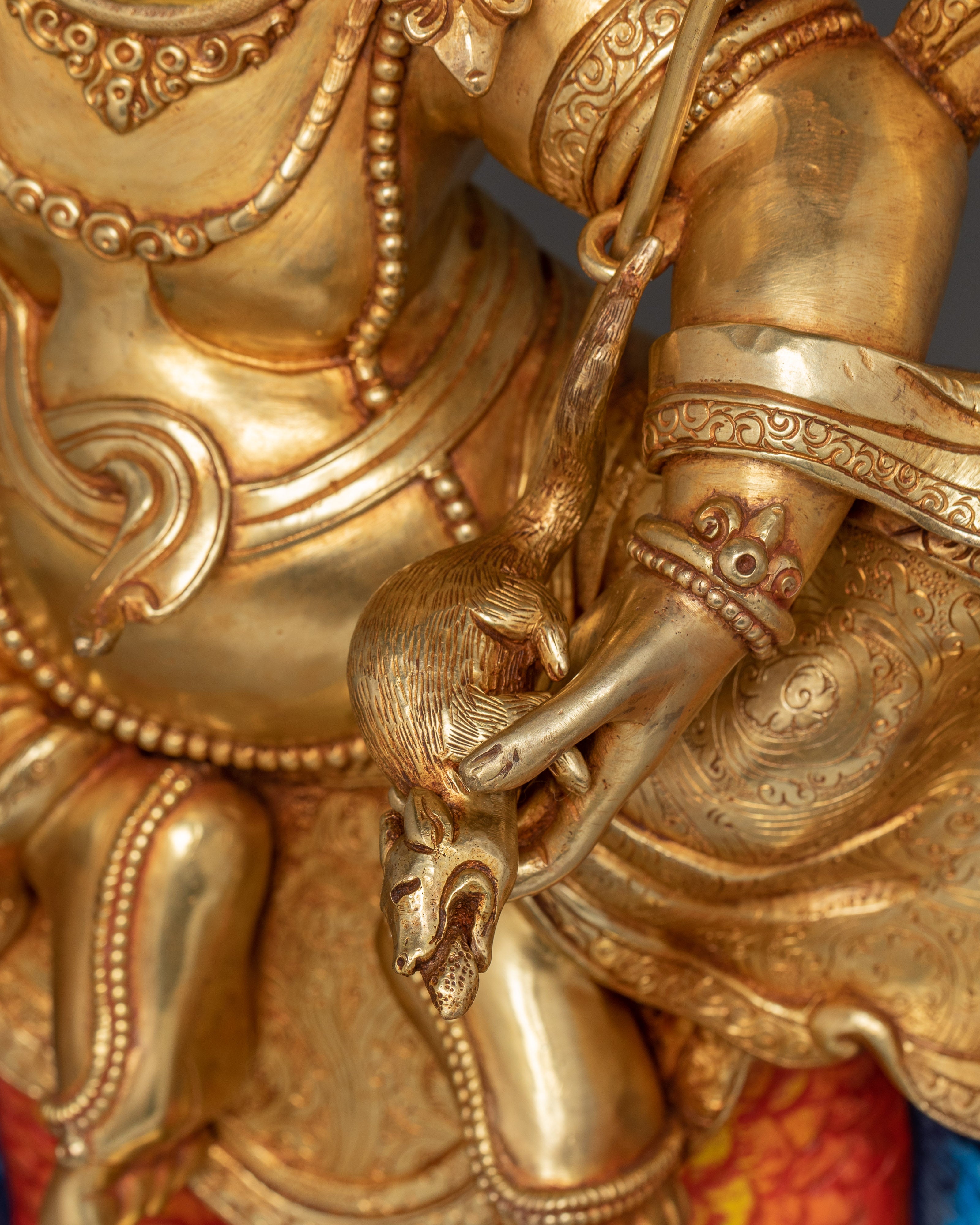 White Dzambhala Statue: Wealth Deity with Dragon