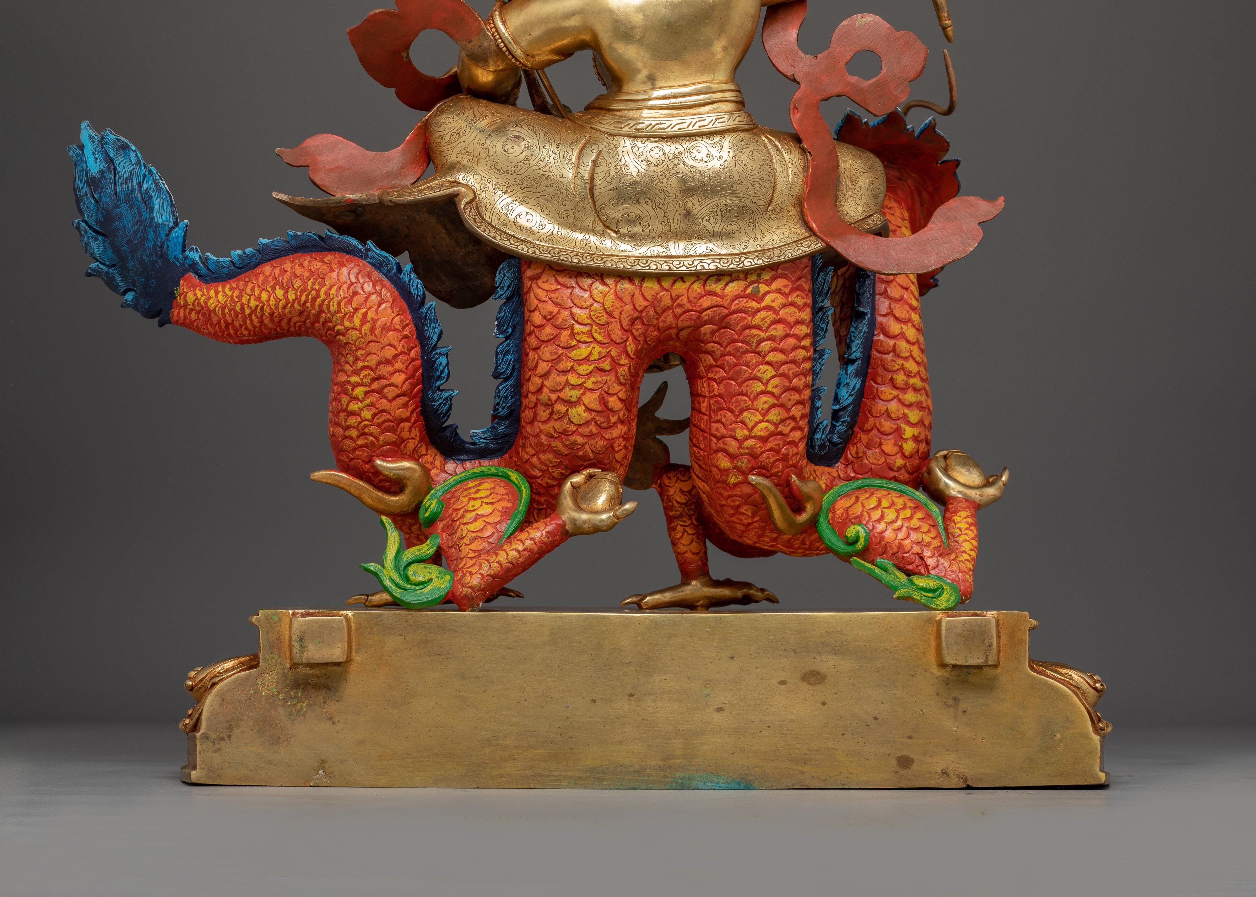 White Dzambhala Statue: Wealth Deity with Dragon