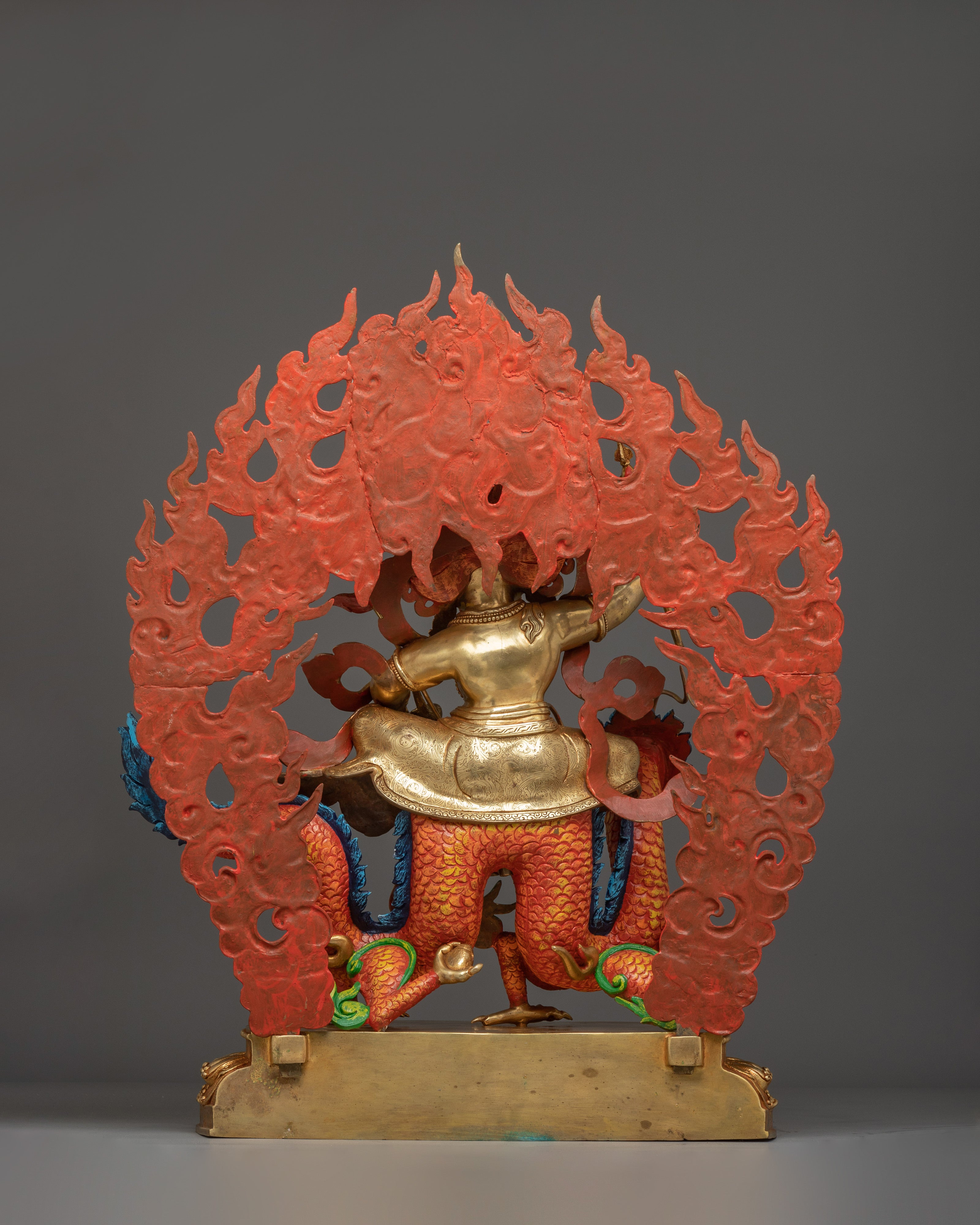 White Dzambhala Statue: Wealth Deity with Dragon