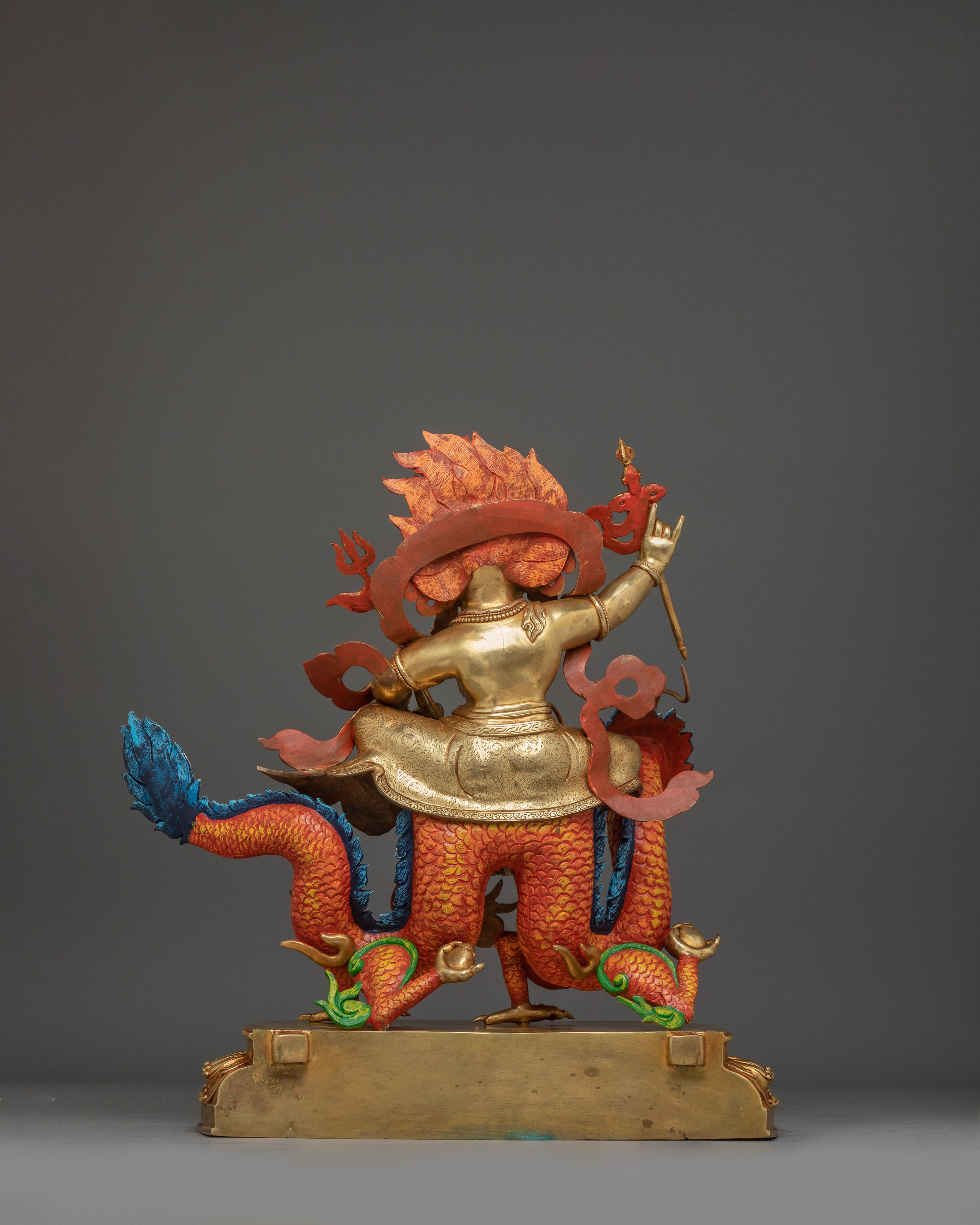 White Dzambhala Statue: Wealth Deity with Dragon