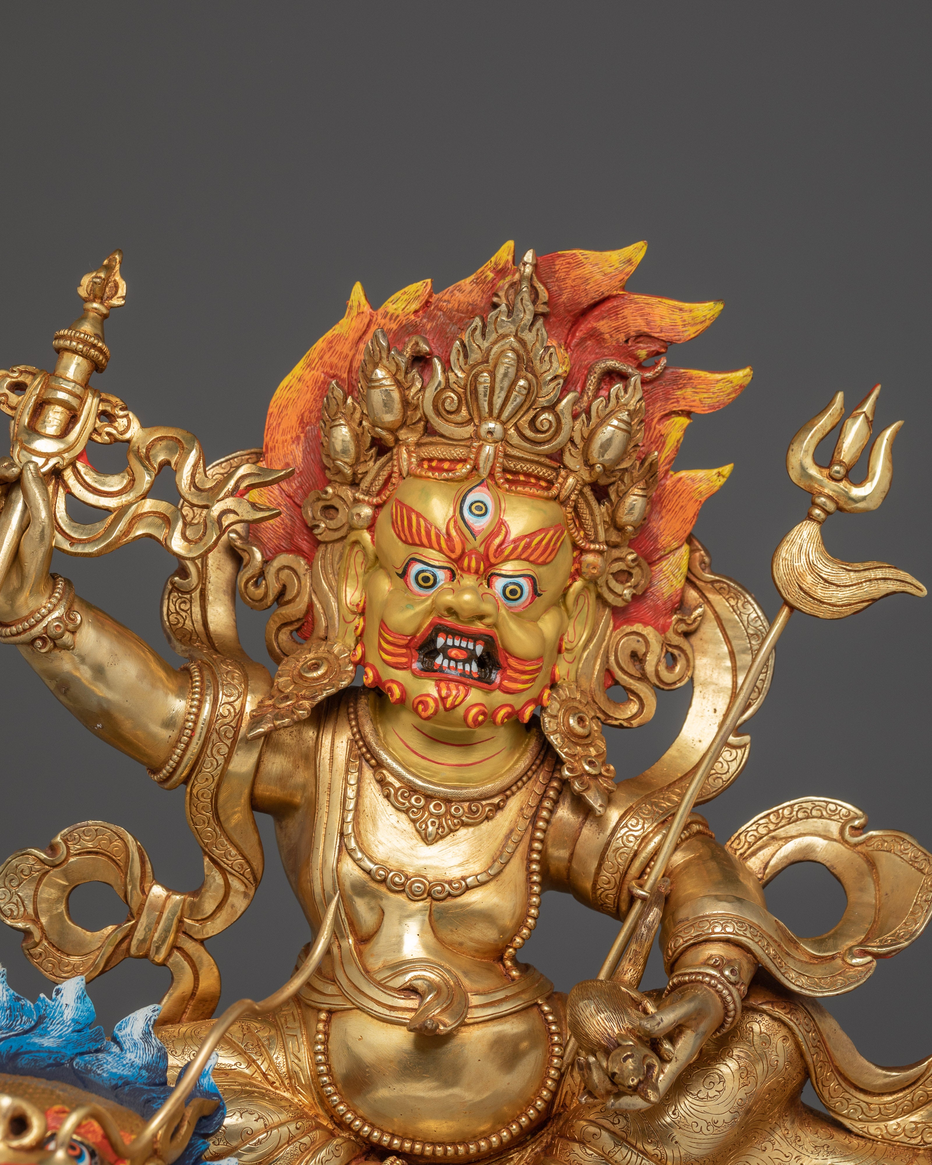 White Dzambhala Statue: Wealth Deity with Dragon