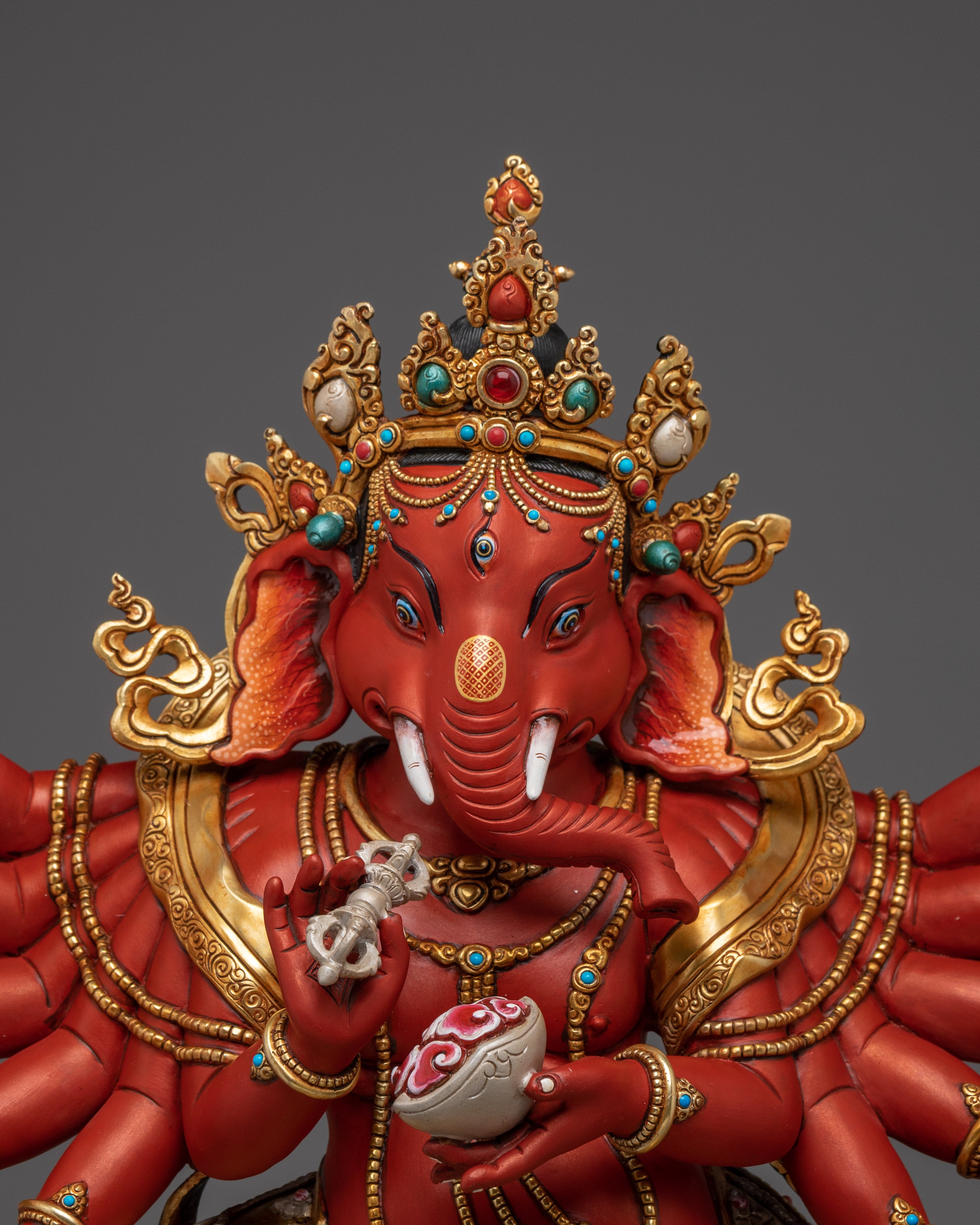 Multi-armed Ganesha Statue | Embodiment of Intelligence and Wisdom
