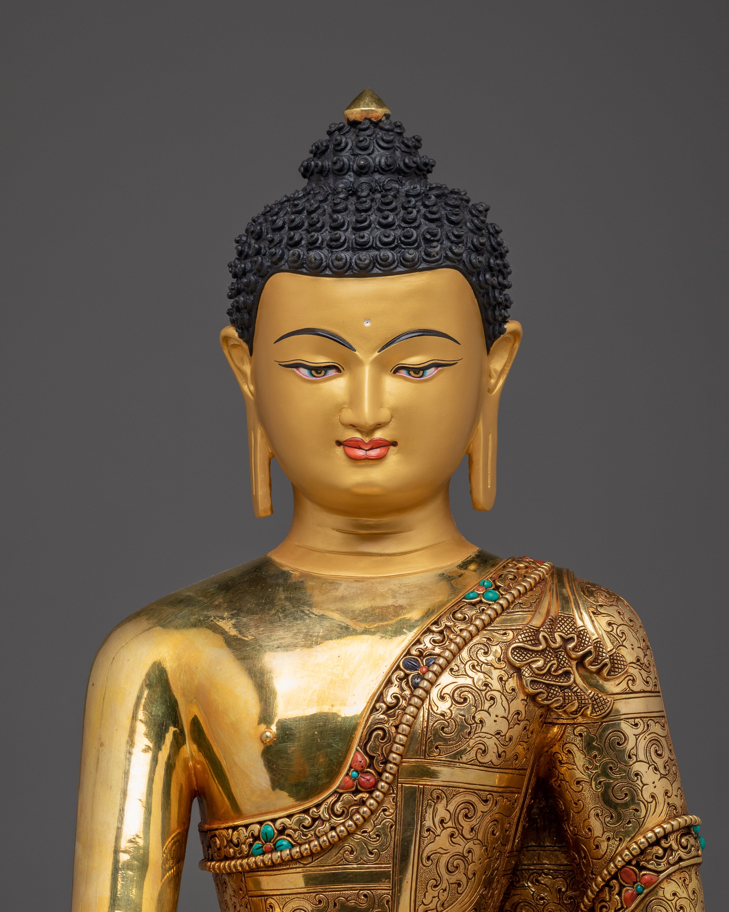 Enlightened Golden Shakyamuni Buddha Artwork | Mindfulness Sculpture