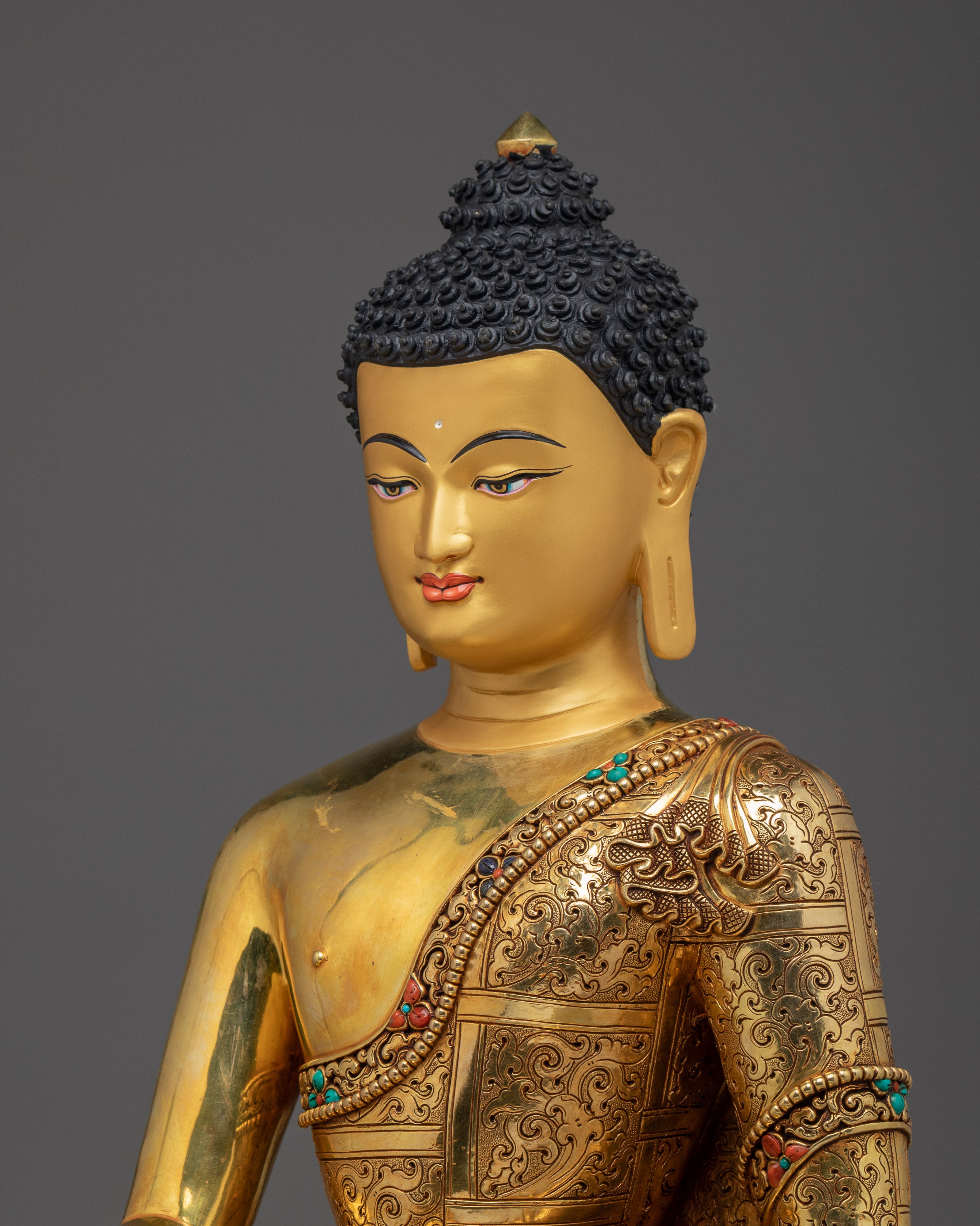 Enlightened Golden Shakyamuni Buddha Artwork | Mindfulness Sculpture