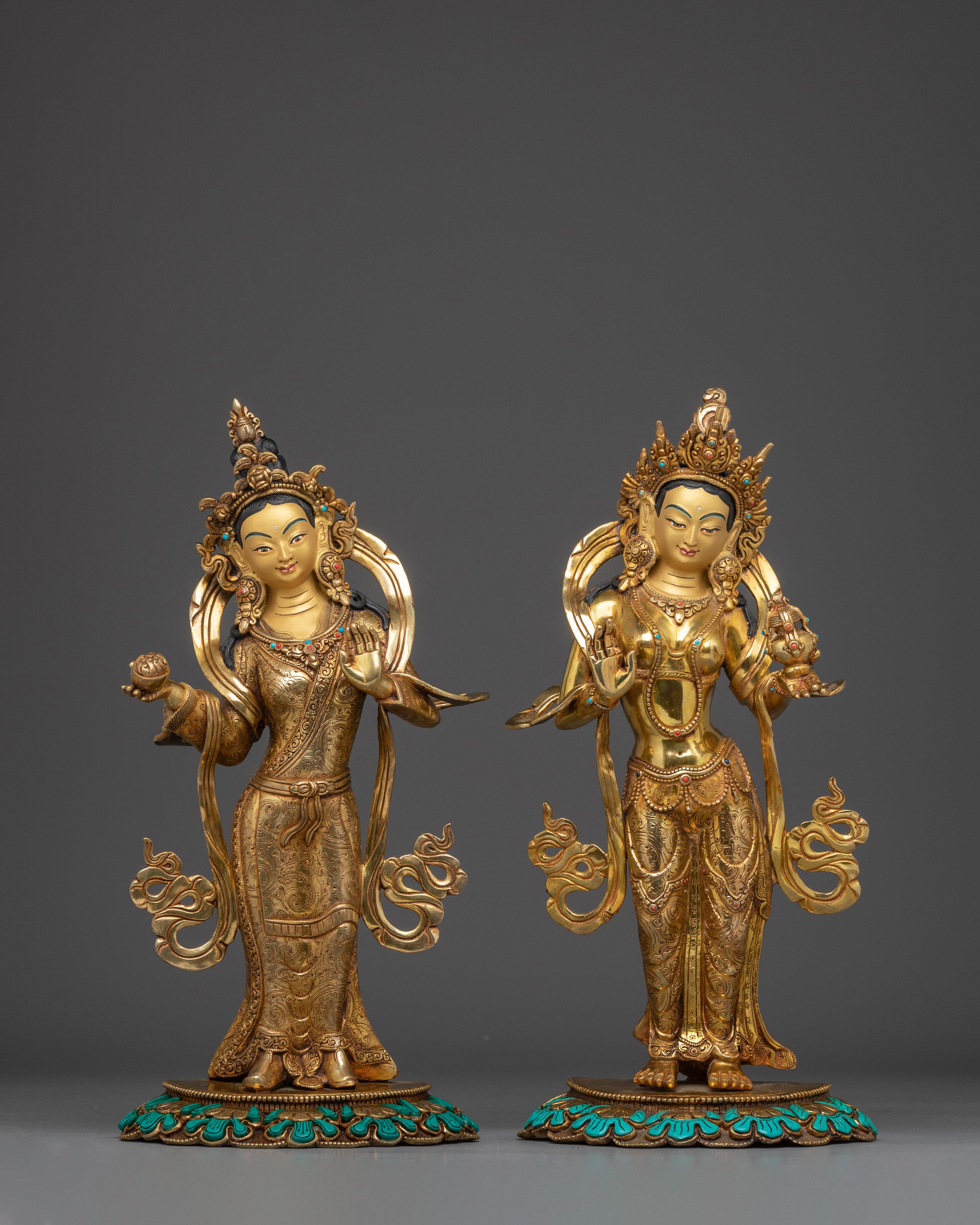Yeshe Tsogyal & Mandarva Statue Set | Sacred Buddhist Deity for Enlightenment
