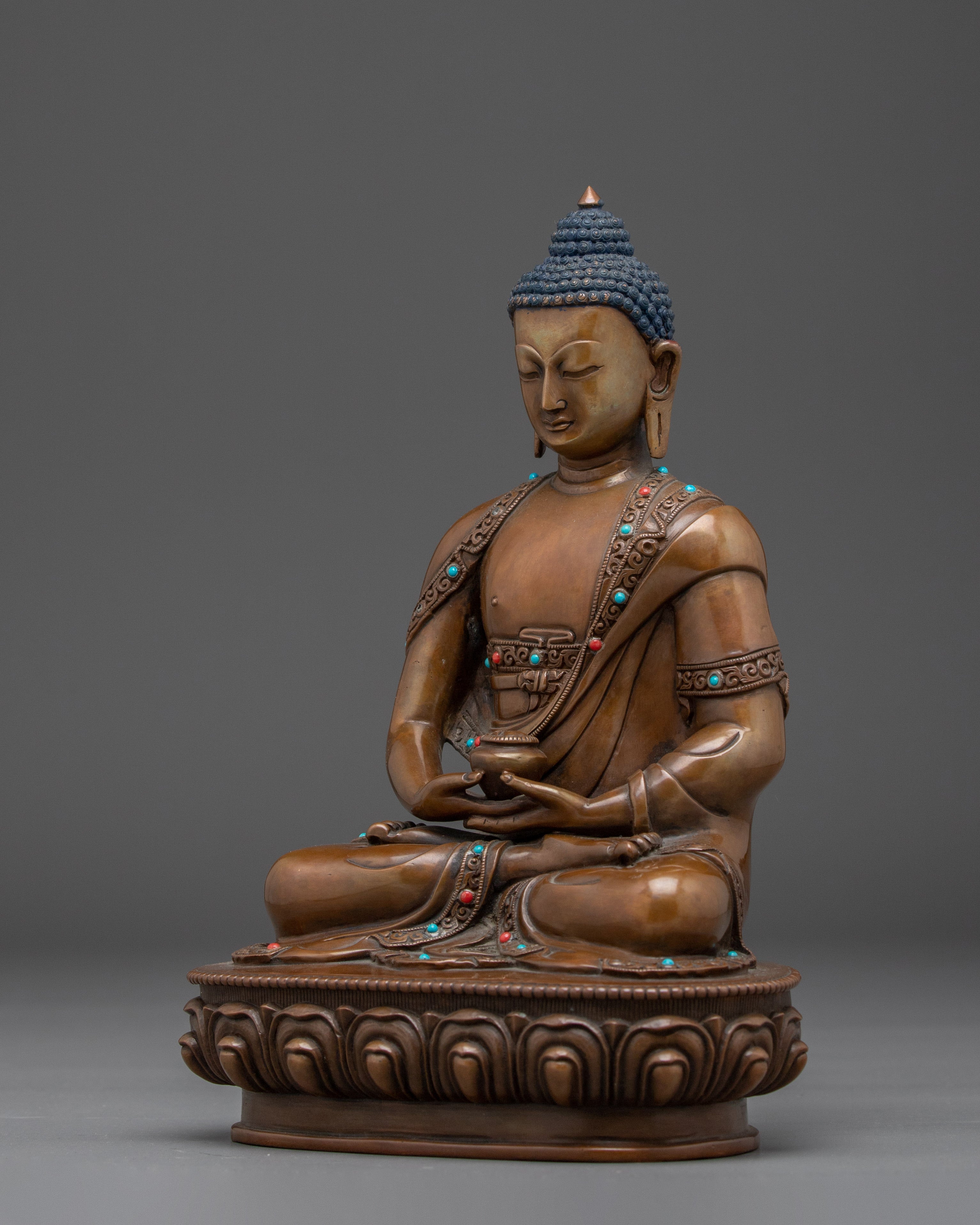 Sacred Oxidized Amitabha Buddha | Lotus Seated Spiritual Icon