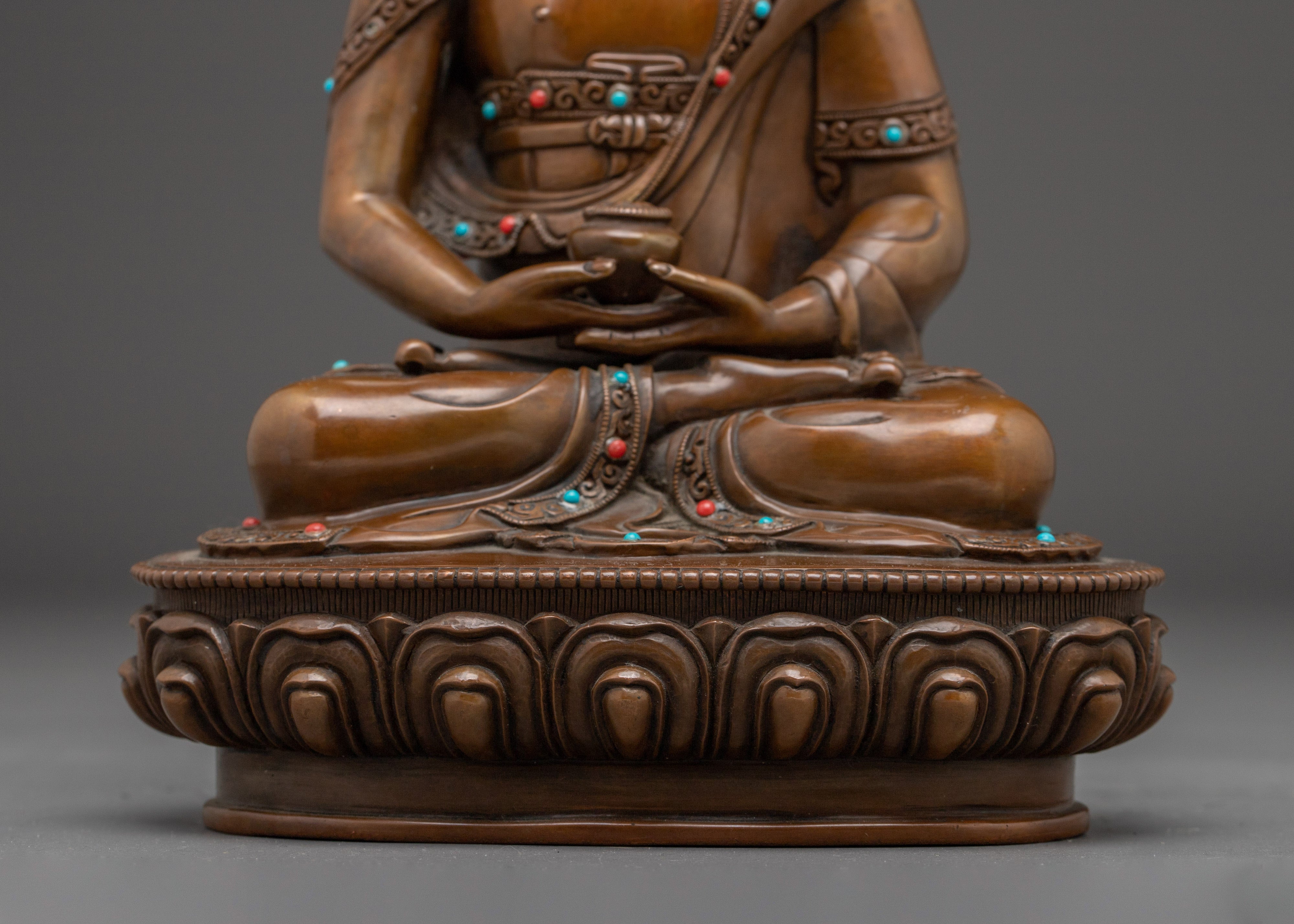 Sacred Oxidized Amitabha Buddha | Lotus Seated Spiritual Icon