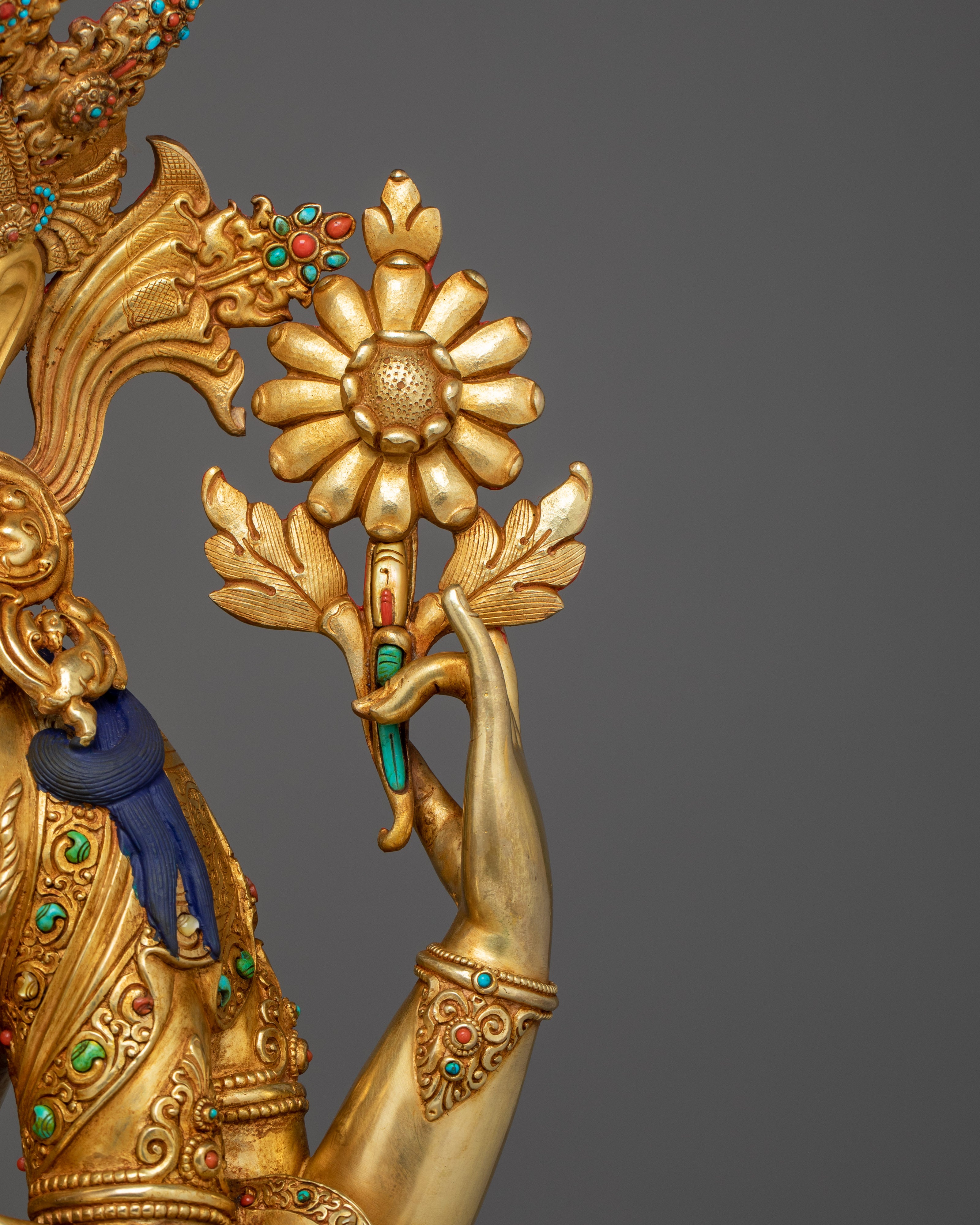 Chenrezig, Lotus Seated Bodhisattva | Nepali Crafted Icon