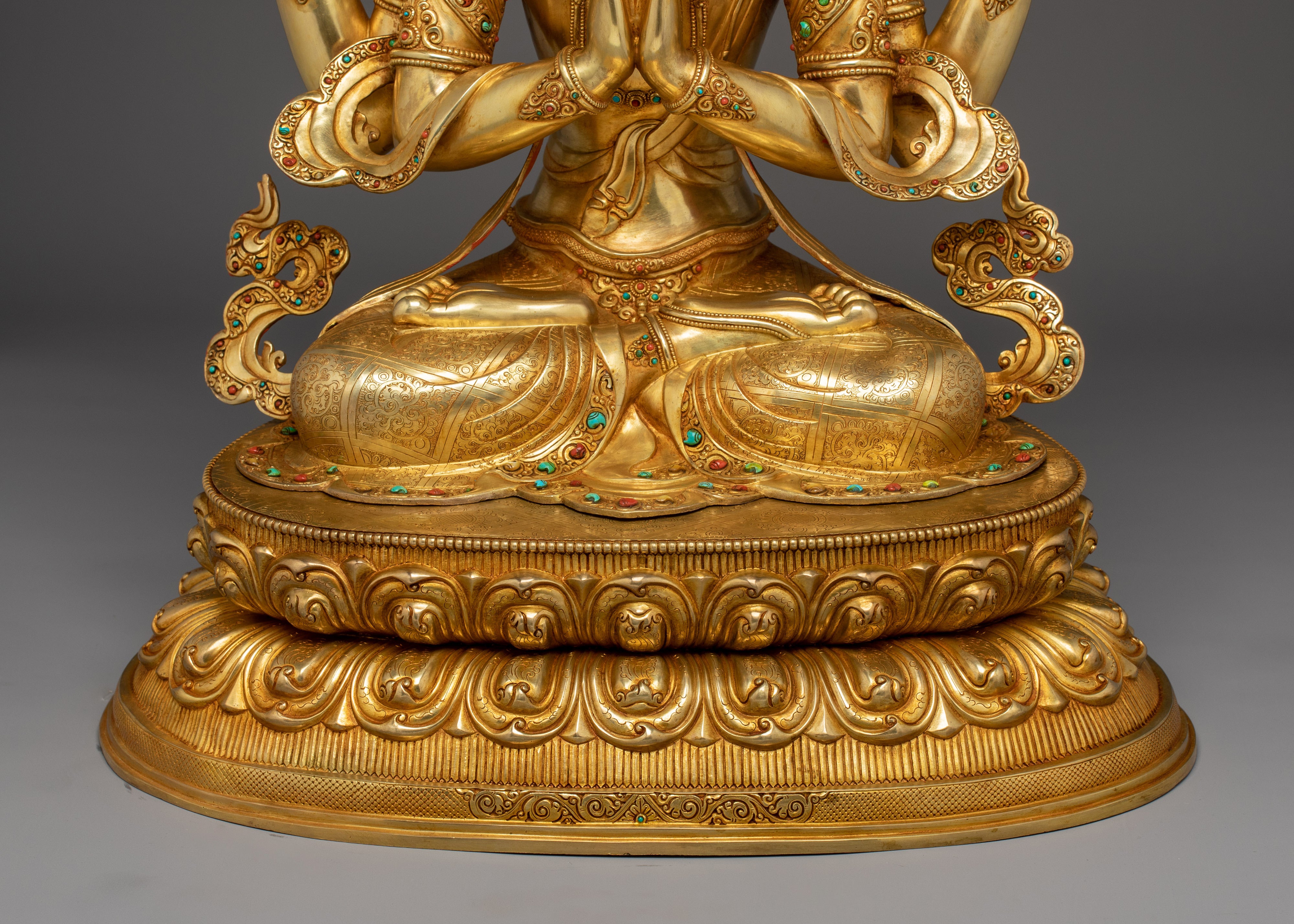 Chenrezig, Lotus Seated Bodhisattva | Nepali Crafted Icon