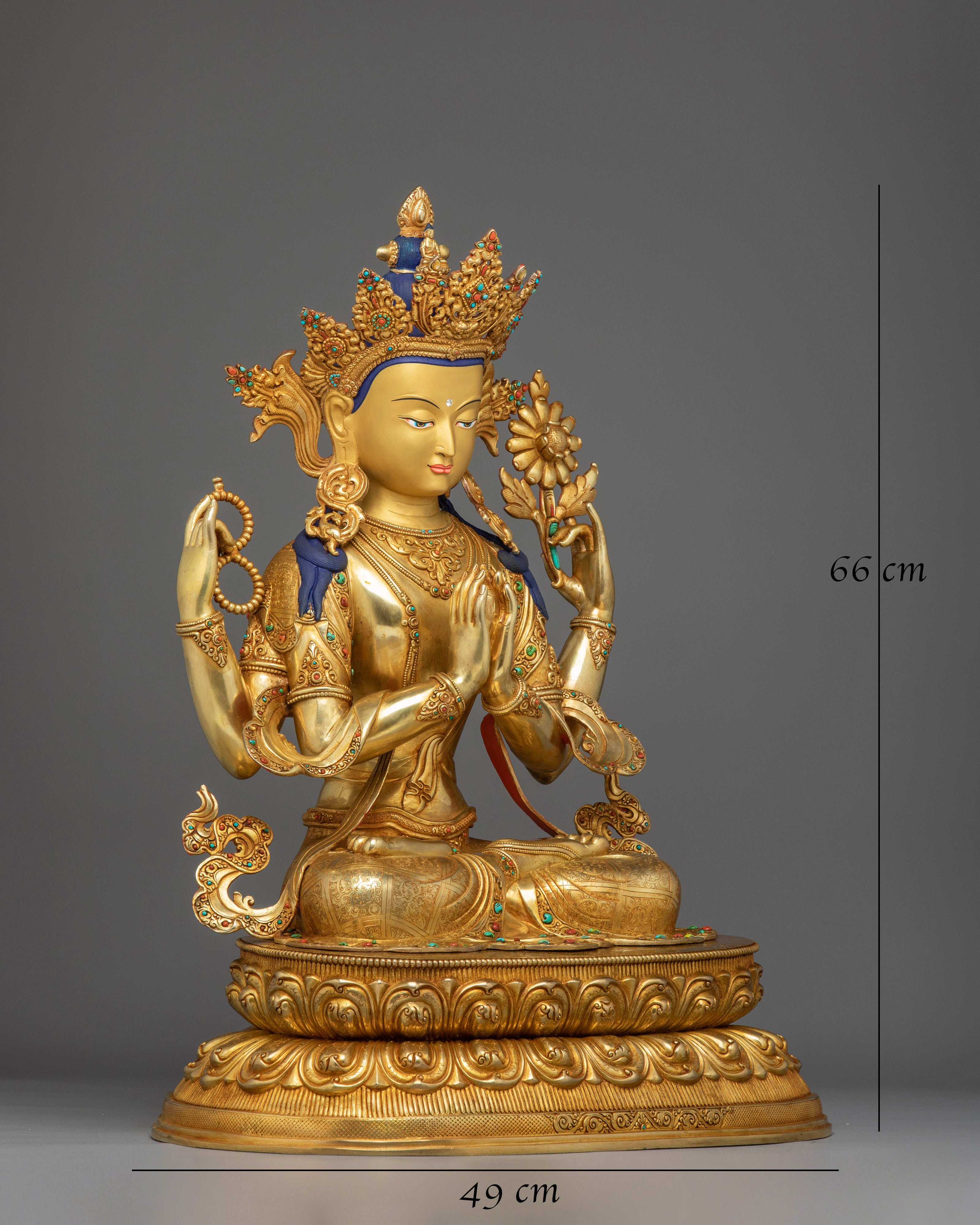 Chenrezig, Lotus Seated Bodhisattva | Nepali Crafted Icon