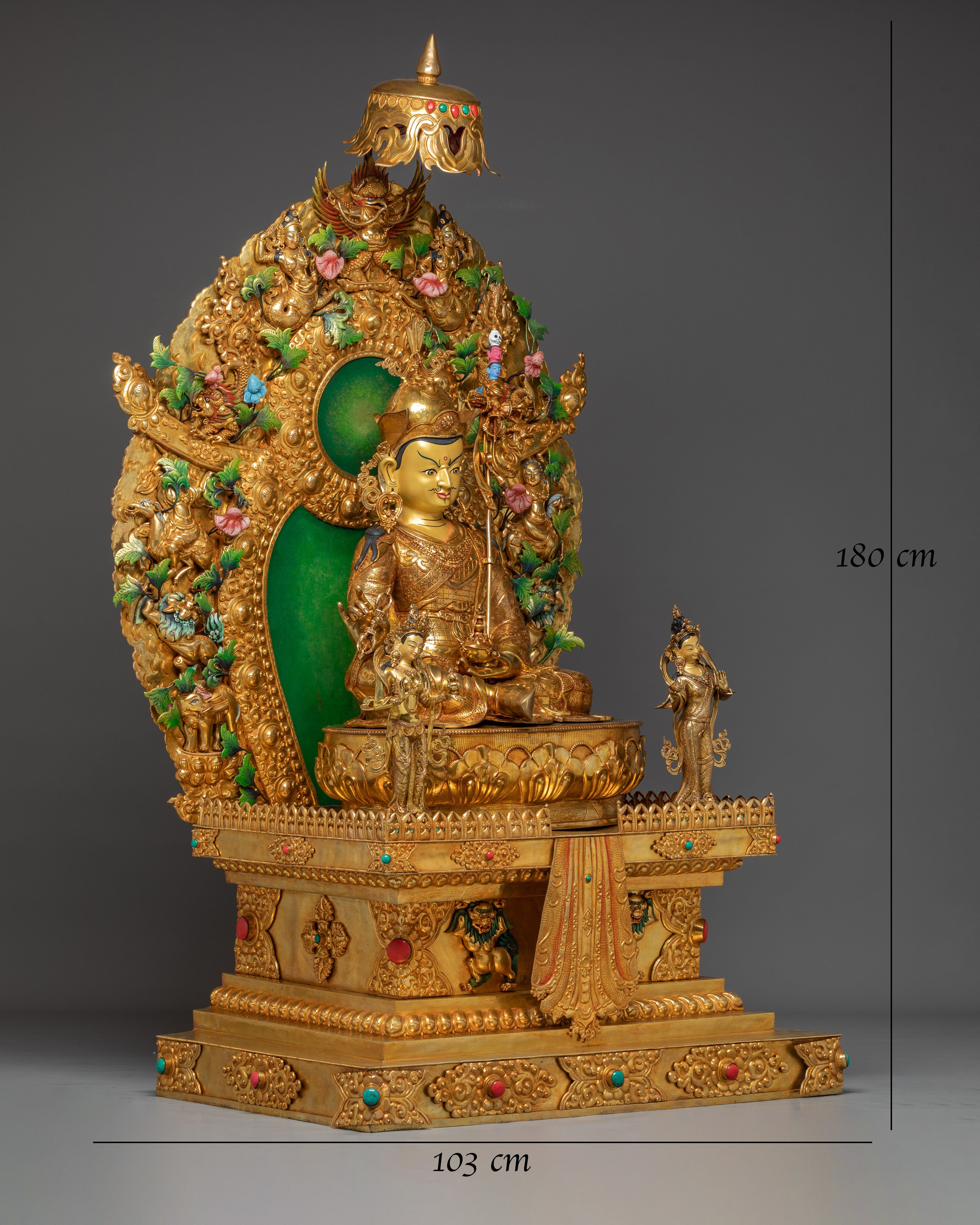 Guru Rinpoche Statue with Throne