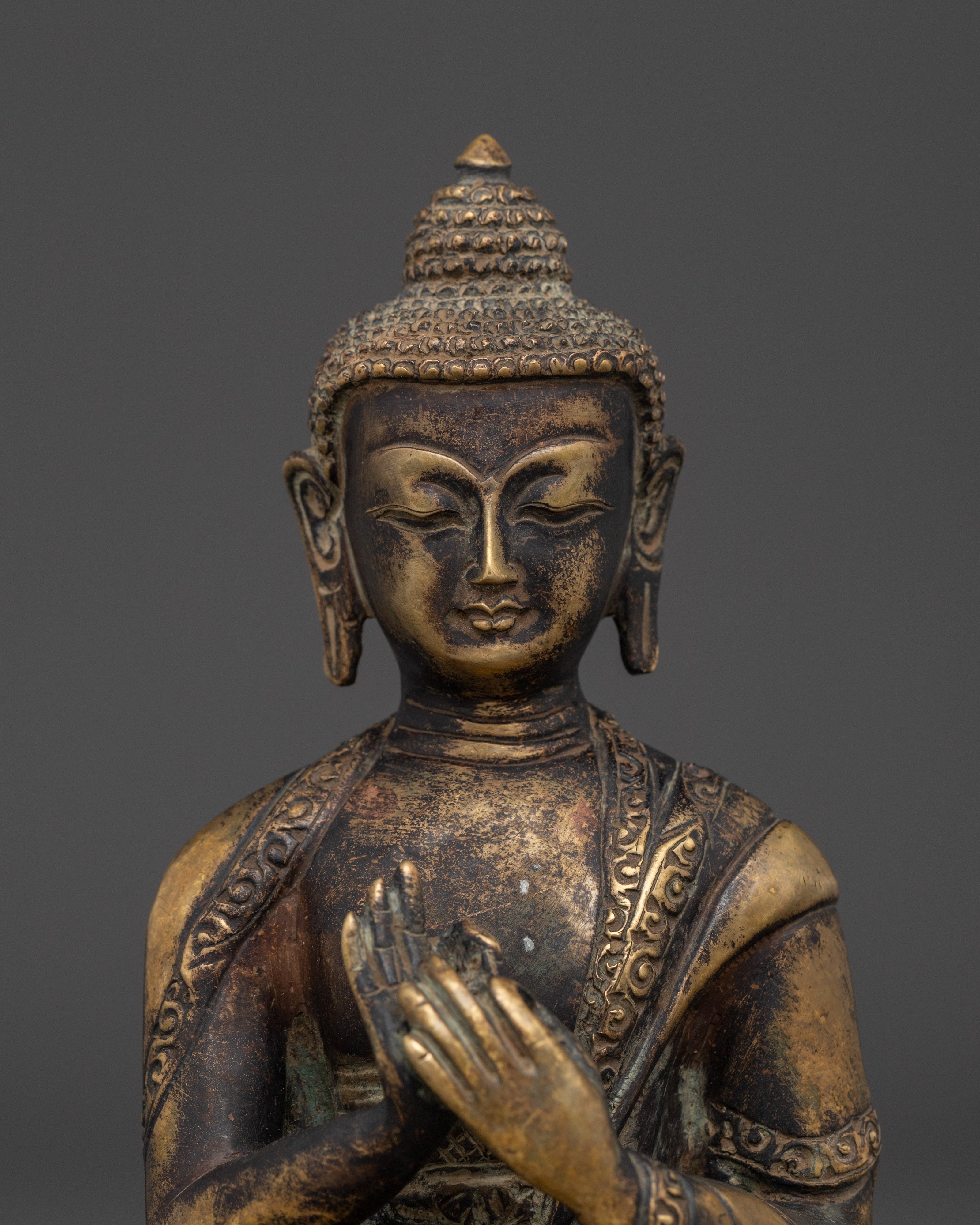 Antique Finish Copper Vairocana Buddha Statue | Sacred Home Decor