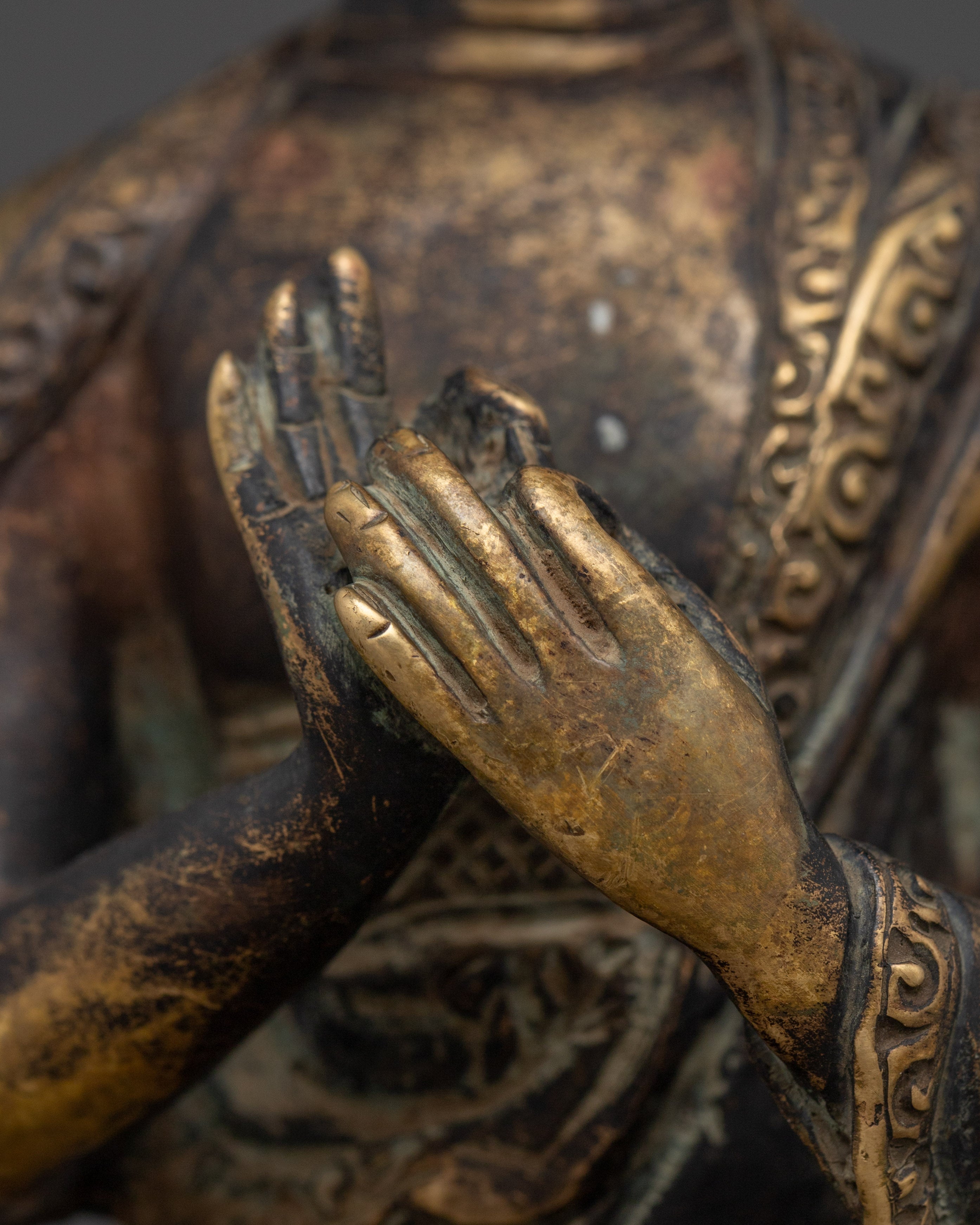 Antique Finish Copper Vairocana Buddha Statue | Sacred Home Decor