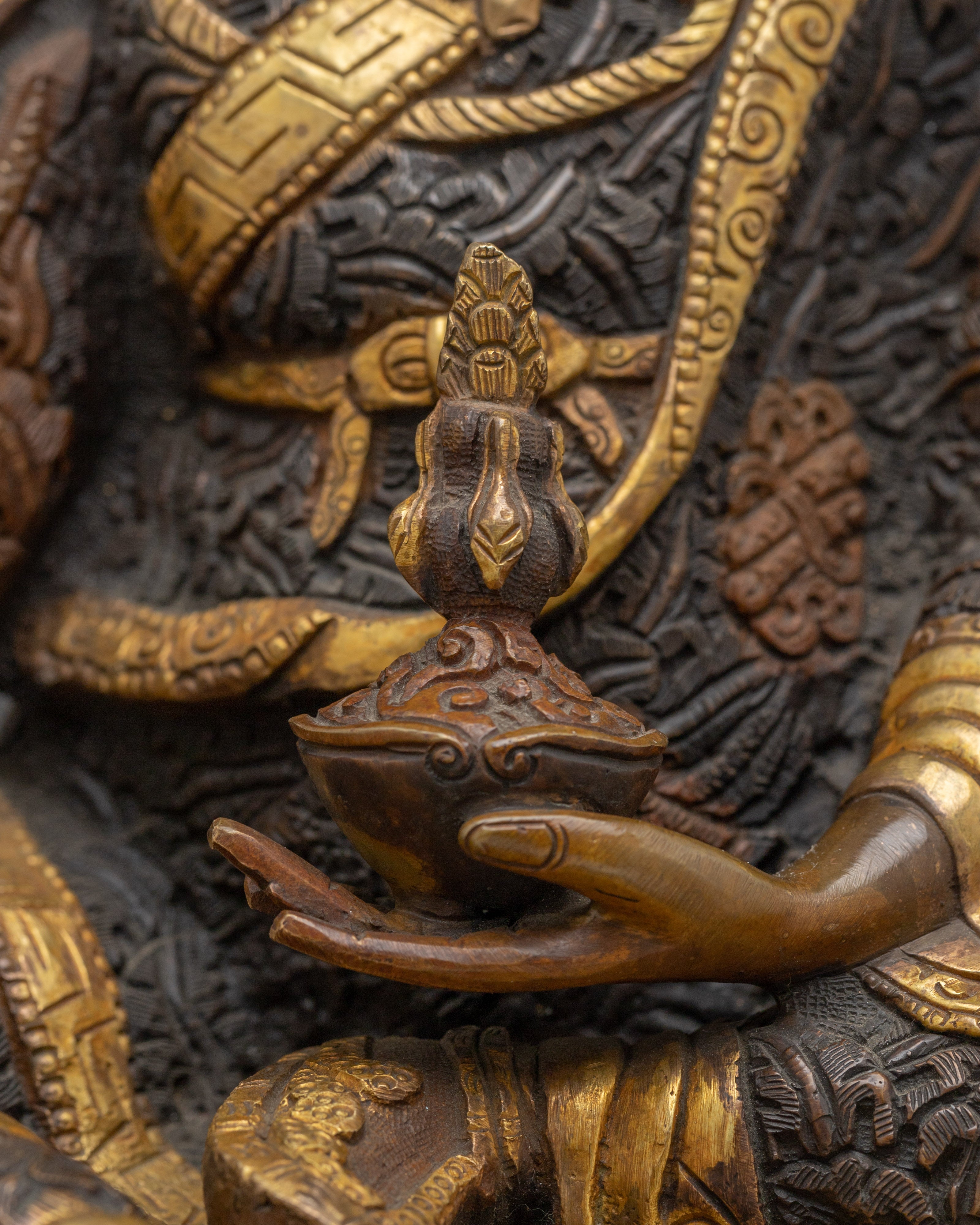 Guru Rinpoche Oxidized Copper Art | Padmasambhava Deity for Meditation Space
