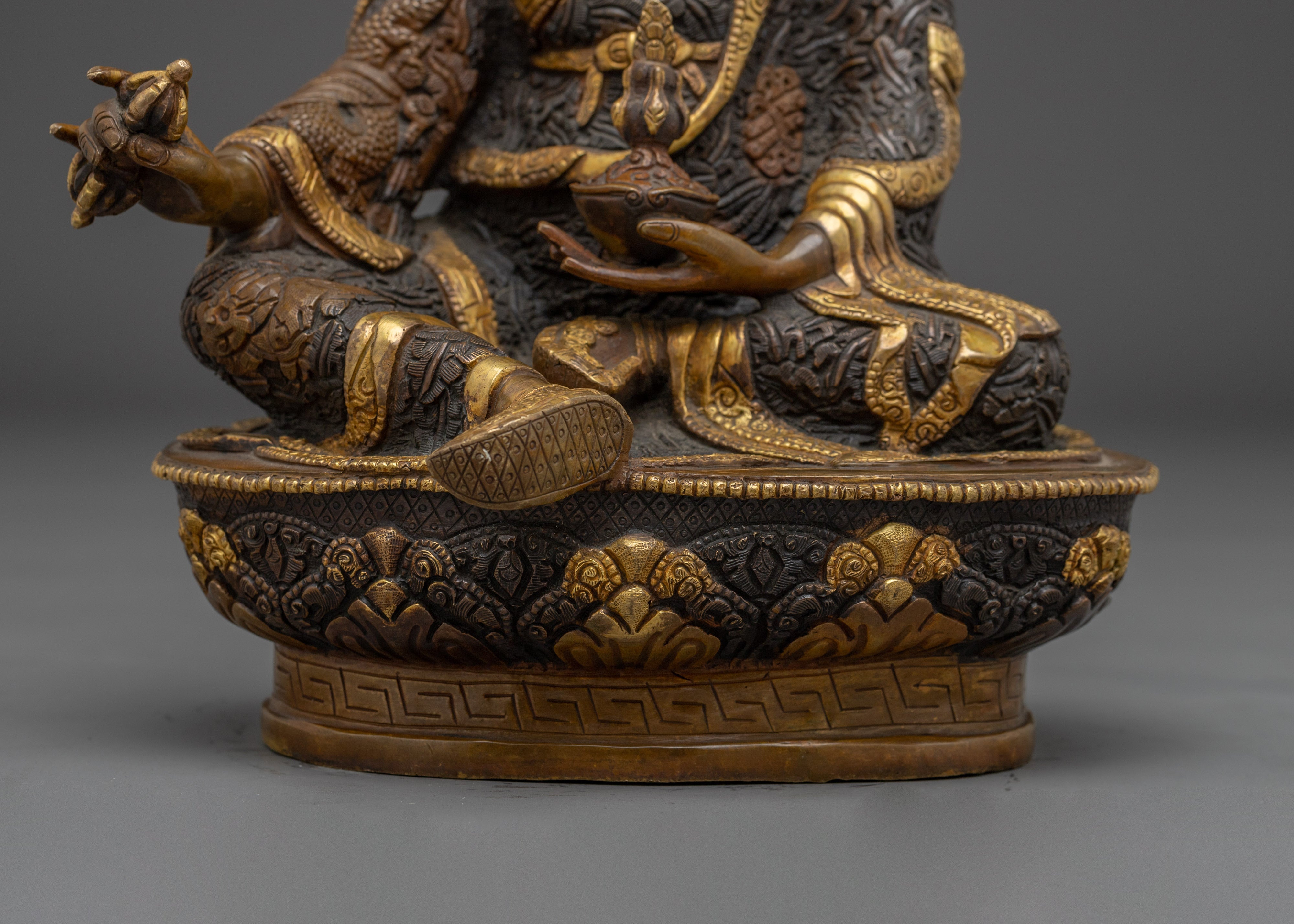 Guru Rinpoche Oxidized Copper Art | Padmasambhava Deity for Meditation Space