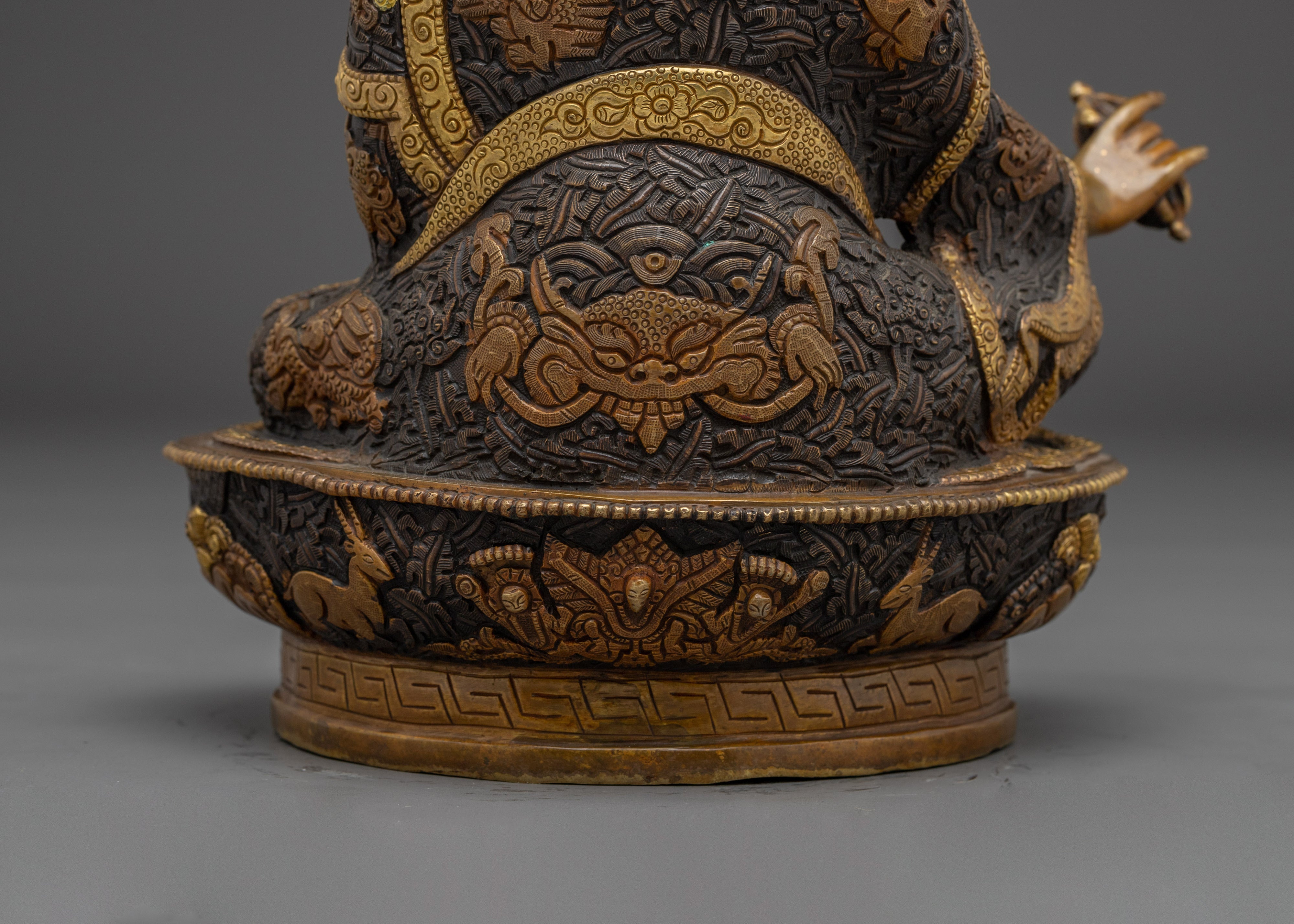 Guru Rinpoche Oxidized Copper Art | Padmasambhava Deity for Meditation Space