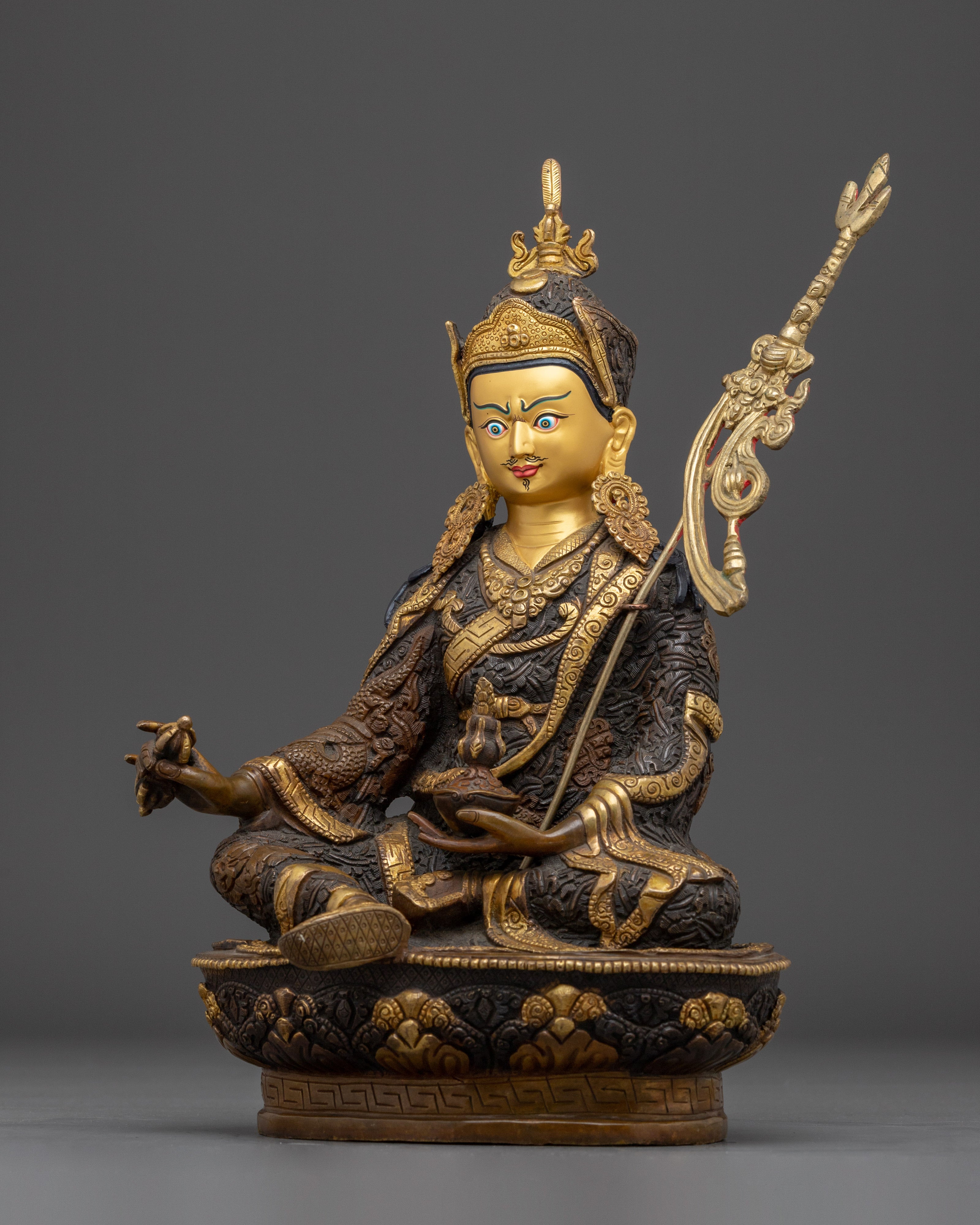 Guru Rinpoche Oxidized Copper Art | Padmasambhava Deity for Meditation Space